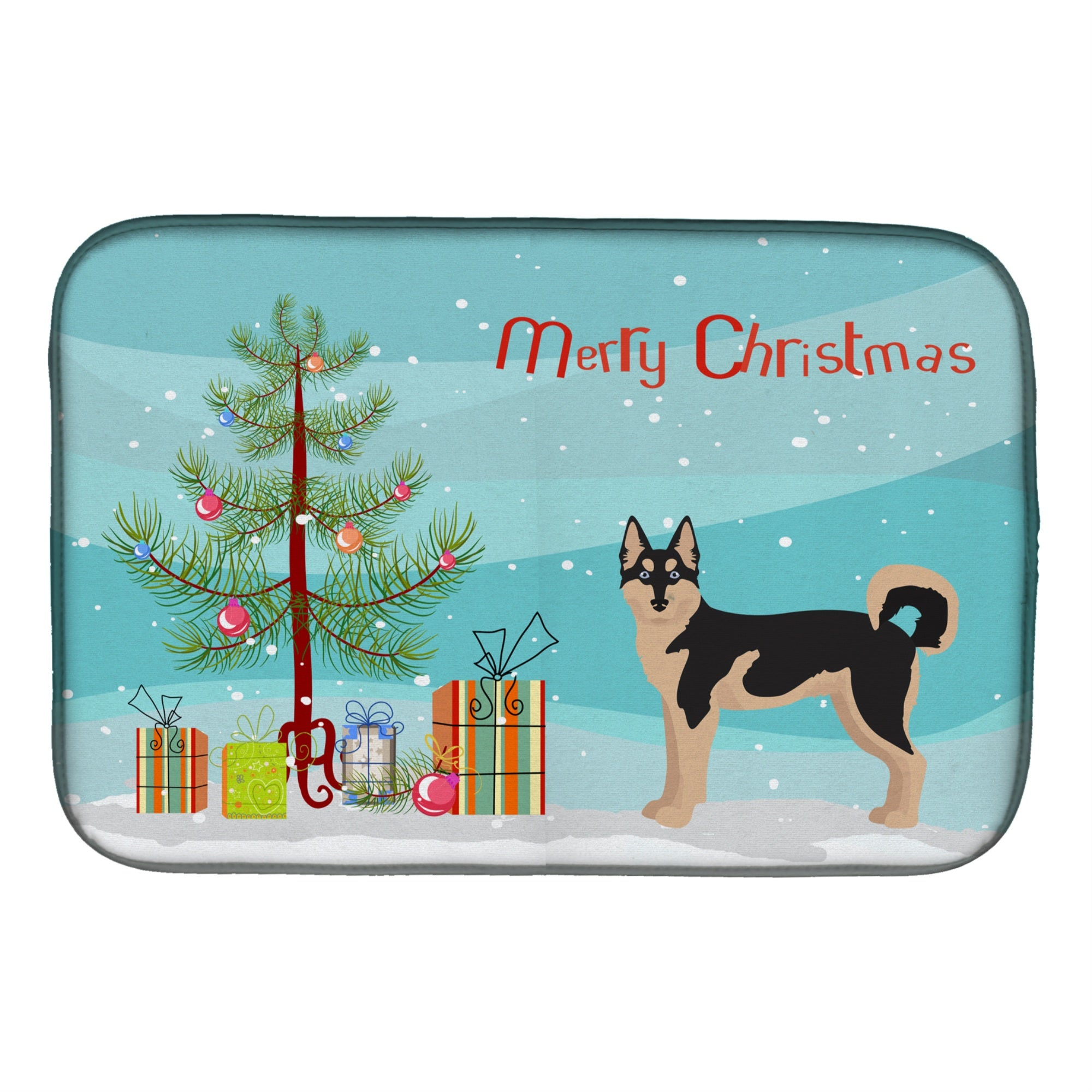 'Caroline'S Treasures Ck3831Ddm Gerberian Shepsky #2 Christmas Tree Dish-Drying-Mats, 14 X 21, Multicolor''