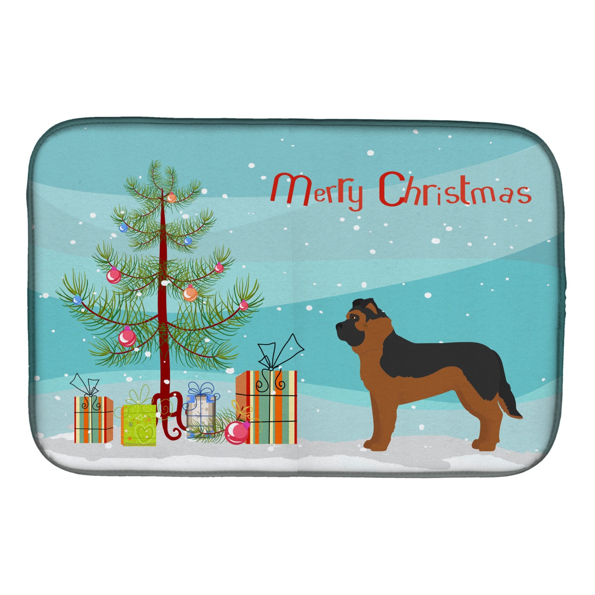 'Caroline'S Treasures Black German Shepherd Mastiff Mix Christmas Tree Dish-Drying-Mats, 14 X 21, Multicolor''