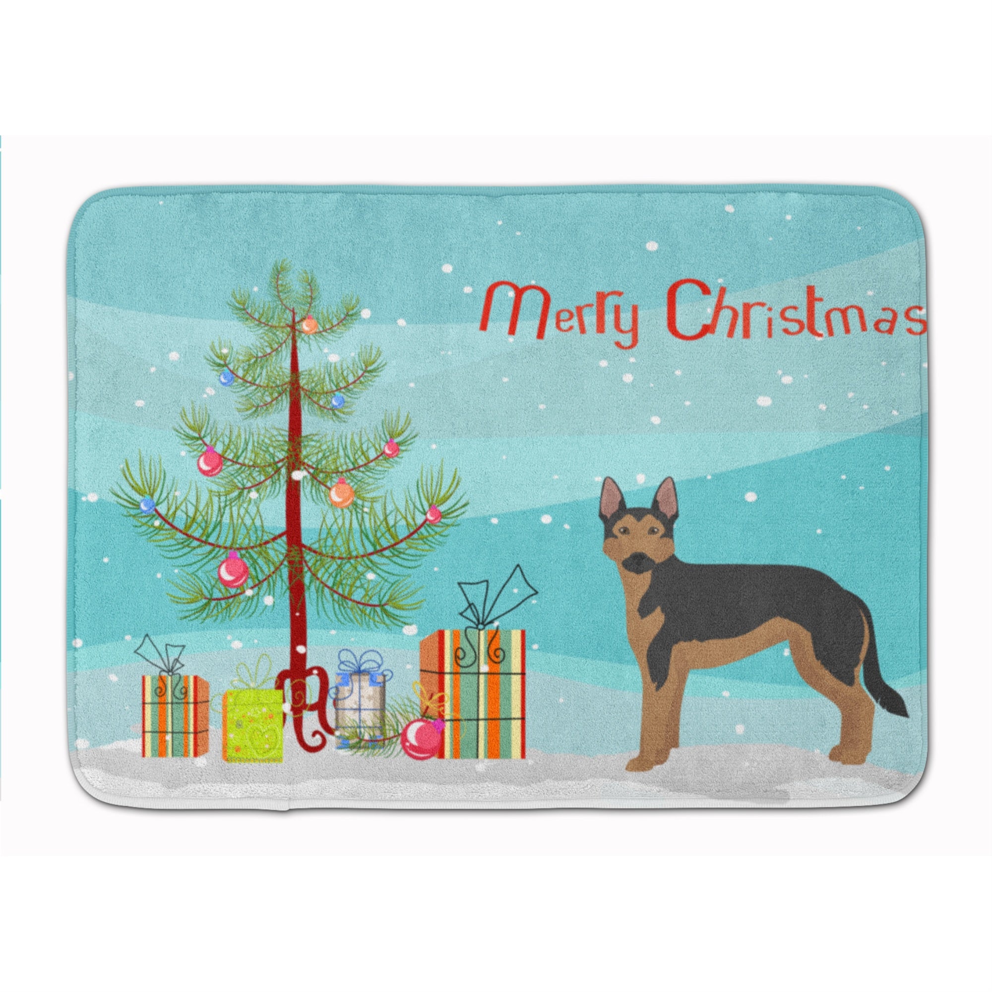 'Caroline'S Treasures German Sheprador #2 Christmas Tree Machine Washable Memory Foam Mat Doormats, Multicolor''