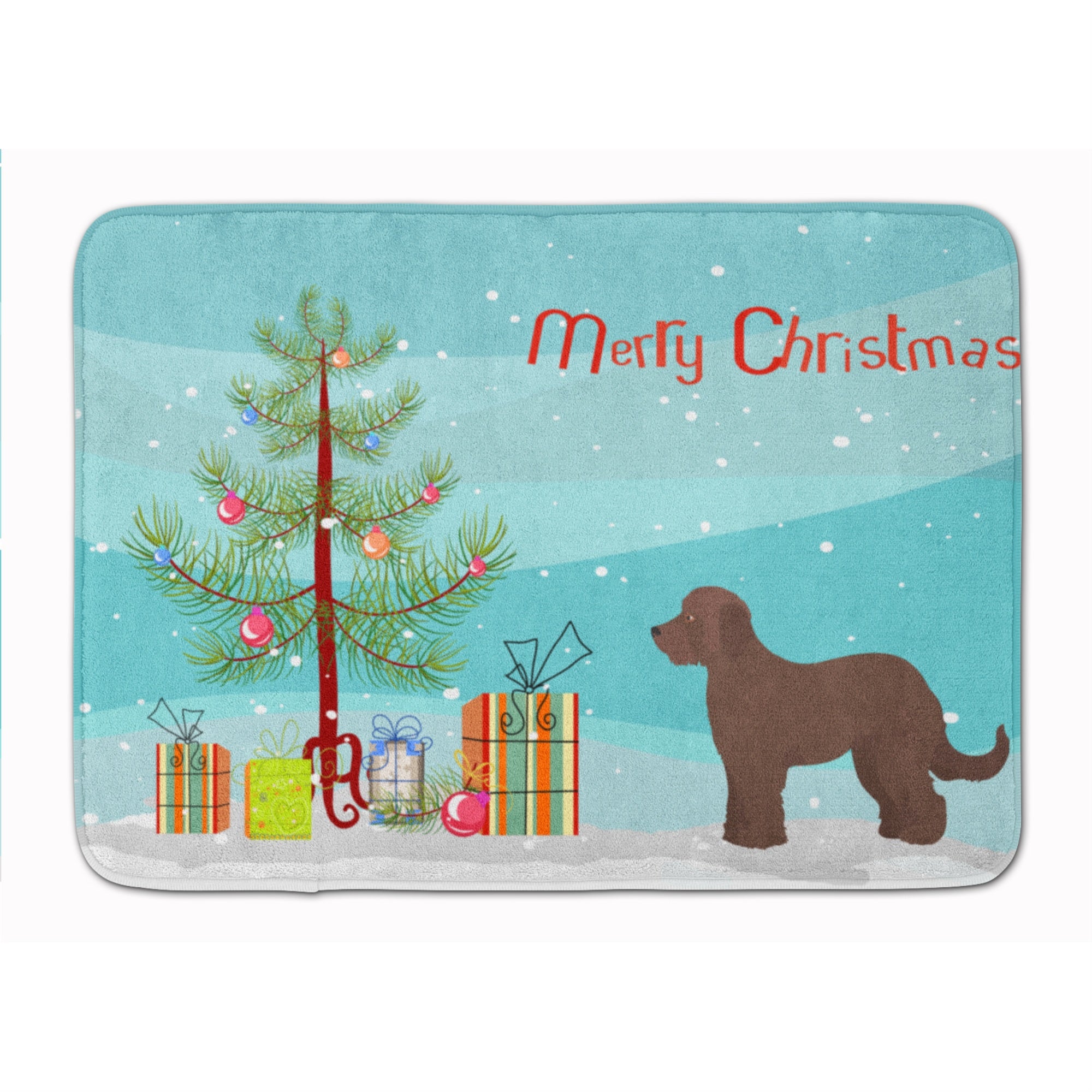 'Caroline'S Treasures Brown Goldendoodle Christmas Tree Machine Washable Memory Foam Mat Doormats, Multicolor''