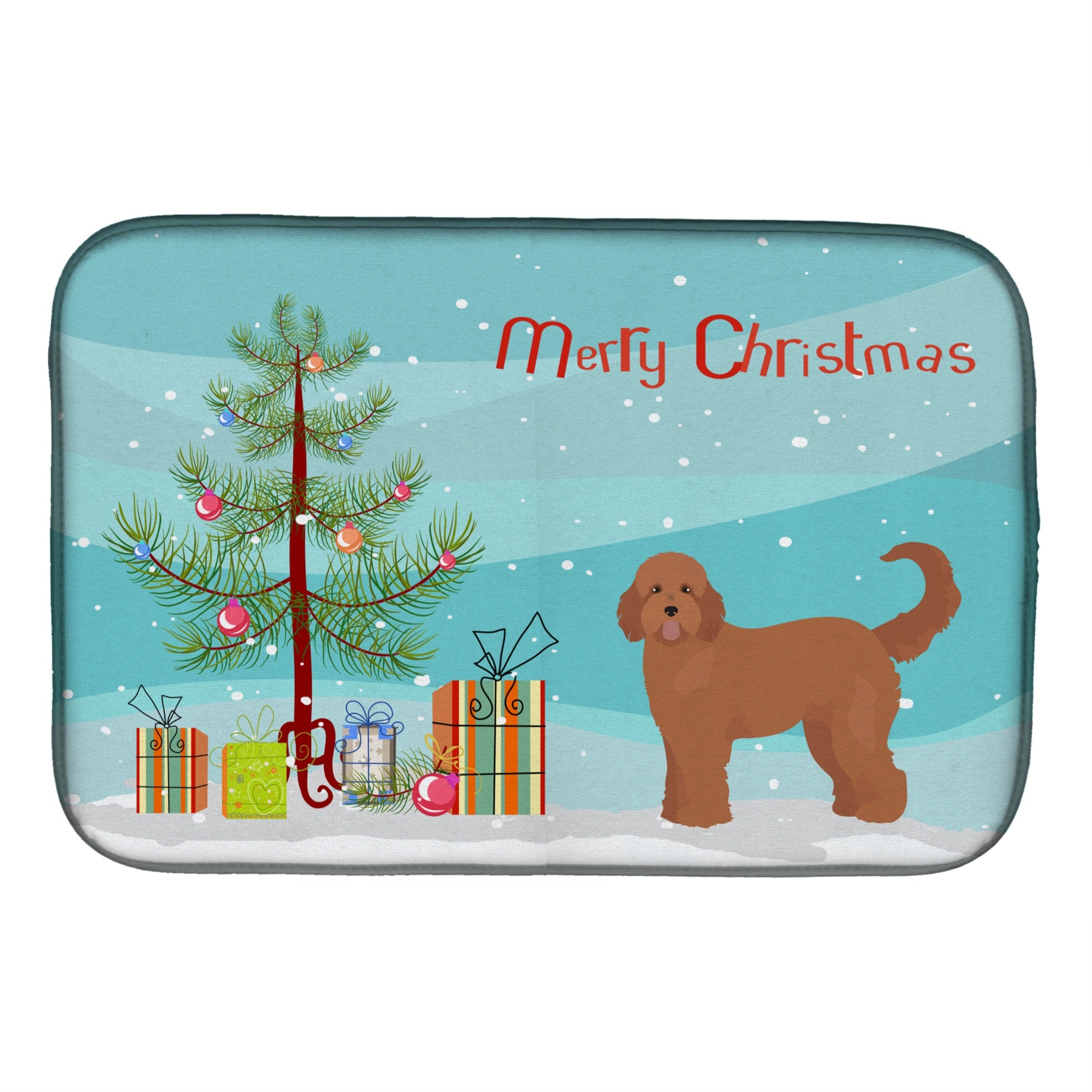 'Caroline'S Treasures Ck3839Ddm Tan Goldendoodle Christmas Tree Dish-Drying-Mats, 14 X 21, Multicolor''