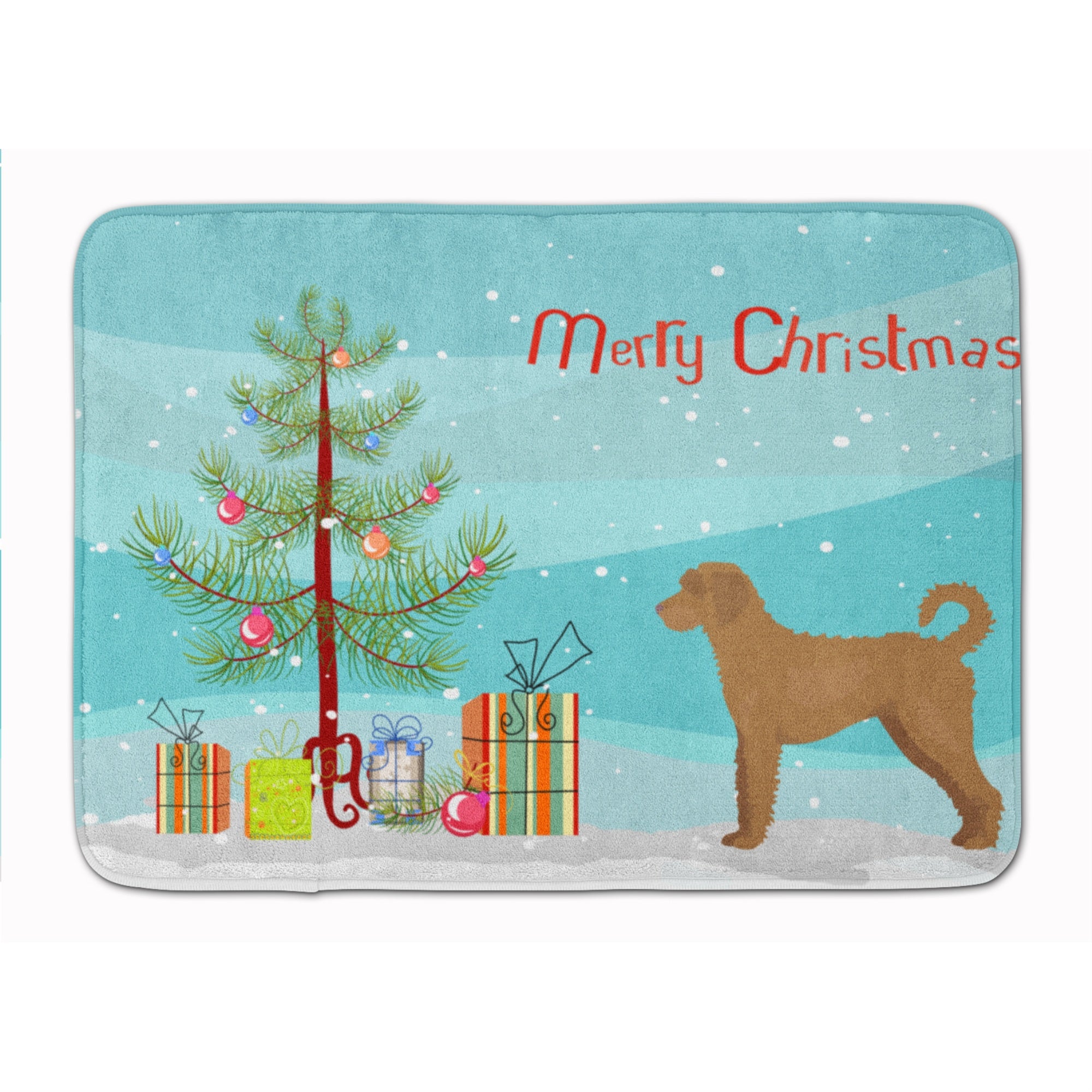 'Caroline'S Treasures Tan Labradoodle Christmas Tree Machine Washable Memory Foam Mat Doormats, Multicolor''