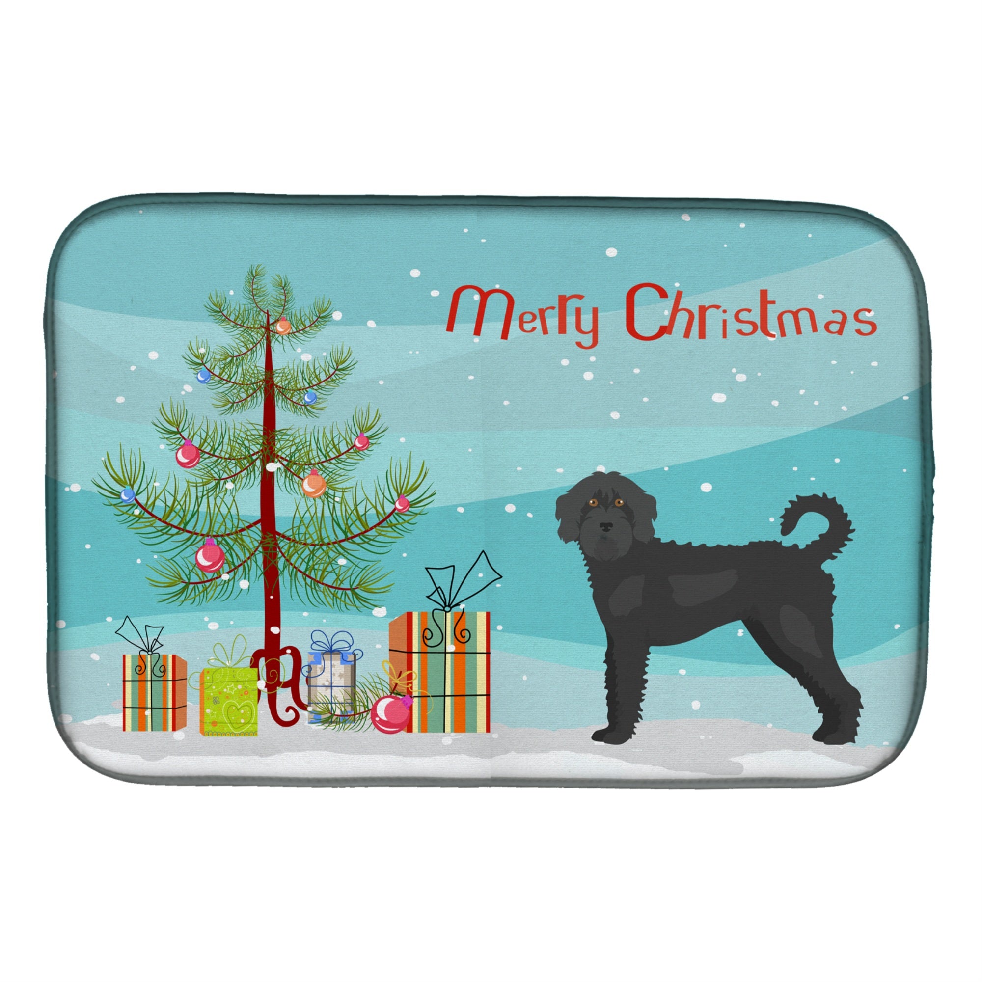 'Caroline'S Treasures Ck3847Ddm Black Labradoodle Christmas Tree Dish-Drying-Mats, 14 X 21, Multicolor''