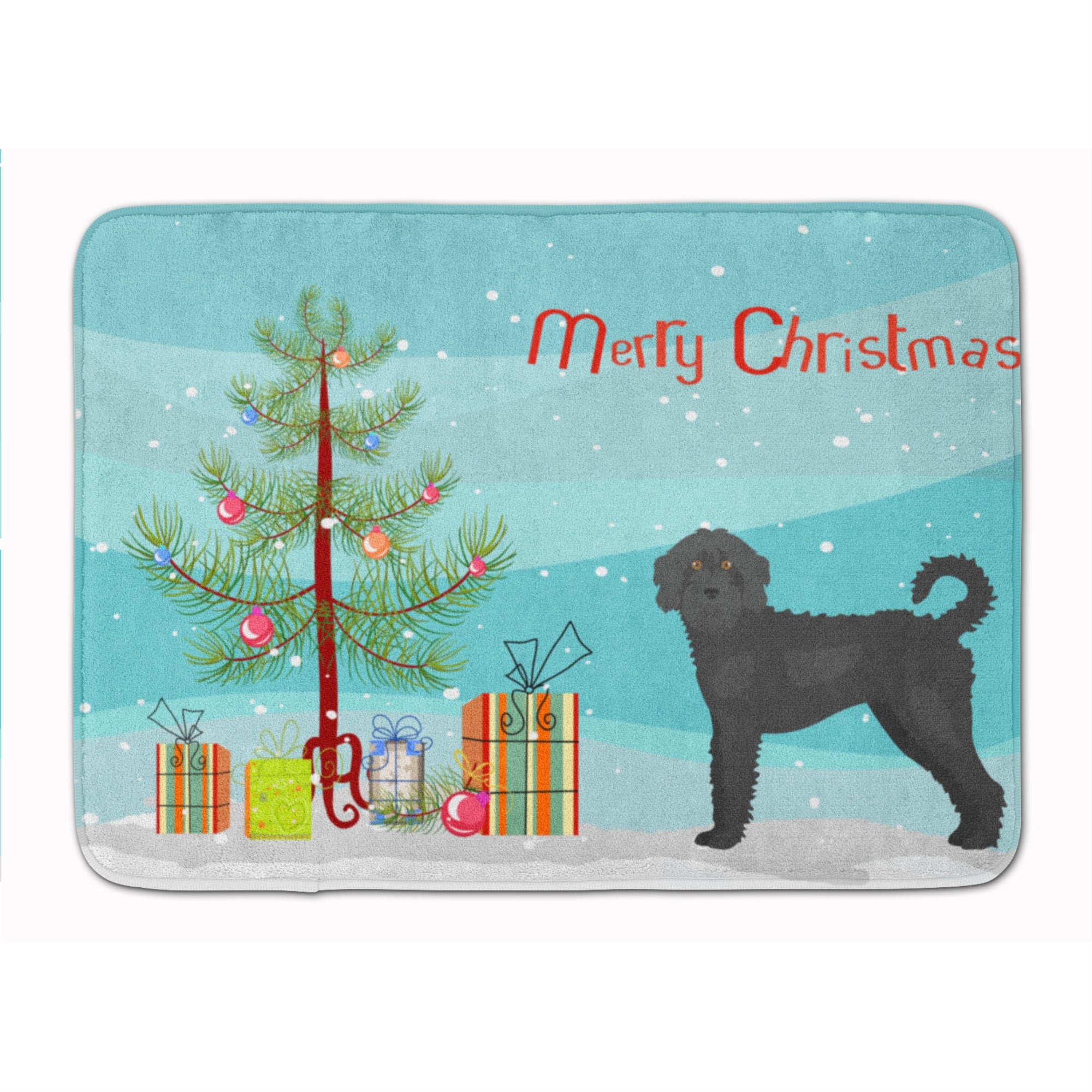 'Caroline'S Treasures Black Labradoodle Christmas Tree Machine Washable Memory Foam Mat Doormats, Multicolor''