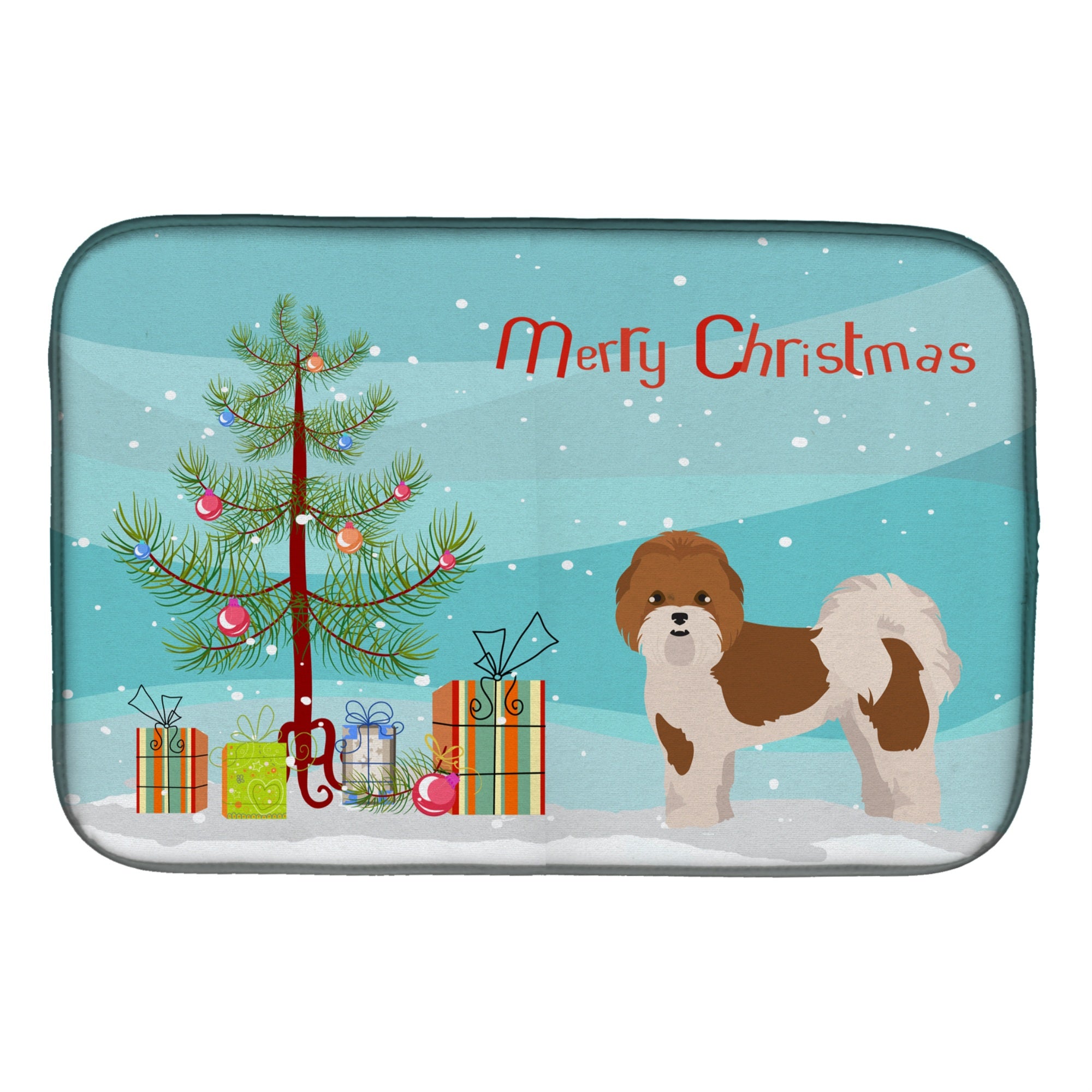 'Caroline'S Treasures Ck3853Ddm Mal-Shi Christmas Tree Dish-Drying-Mats, 14 X 21, Multicolor''