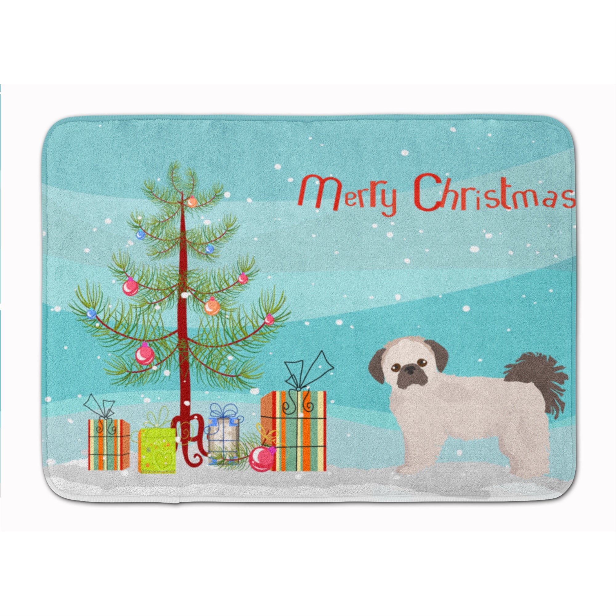 'Caroline'S Treasures Pekeapoo Christmas Tree Machine Washable Memory Foam Mat Doormats, Multicolor''