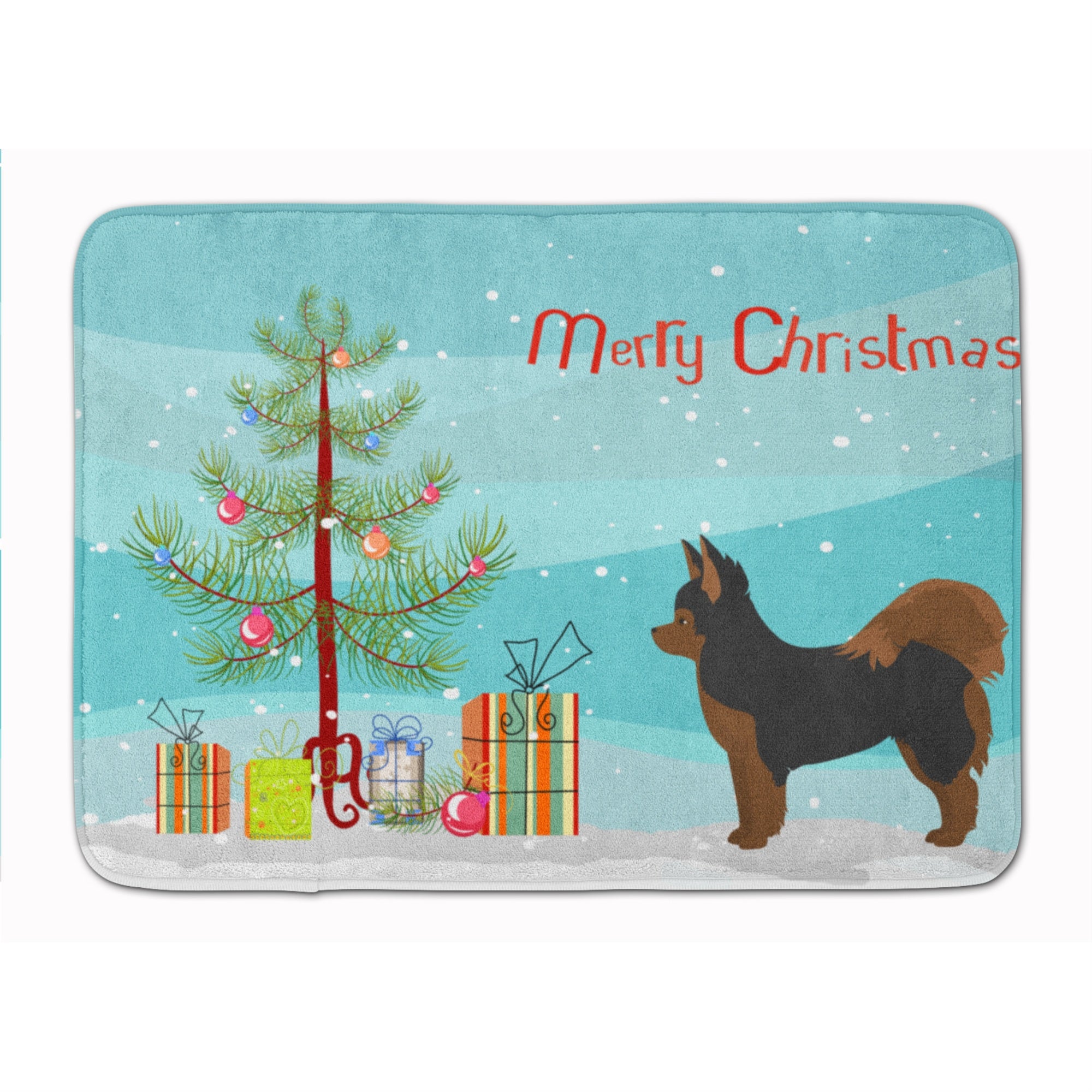 'Caroline'S Treasures Black And Tan Pomchi Christmas Tree Machine Washable Memory Foam Mat Doormats, Multicolor''