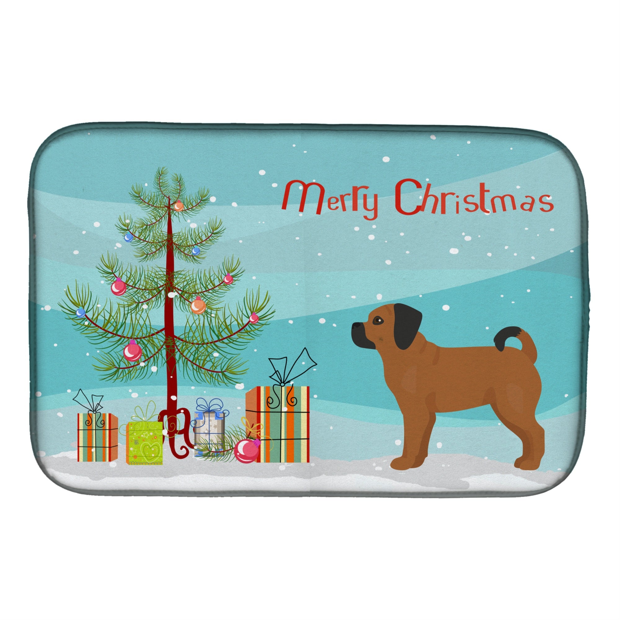 'Caroline'S Treasures Ck3863Ddm Puggle Christmas Tree Dish-Drying-Mats, 14 X 21, Multicolor''