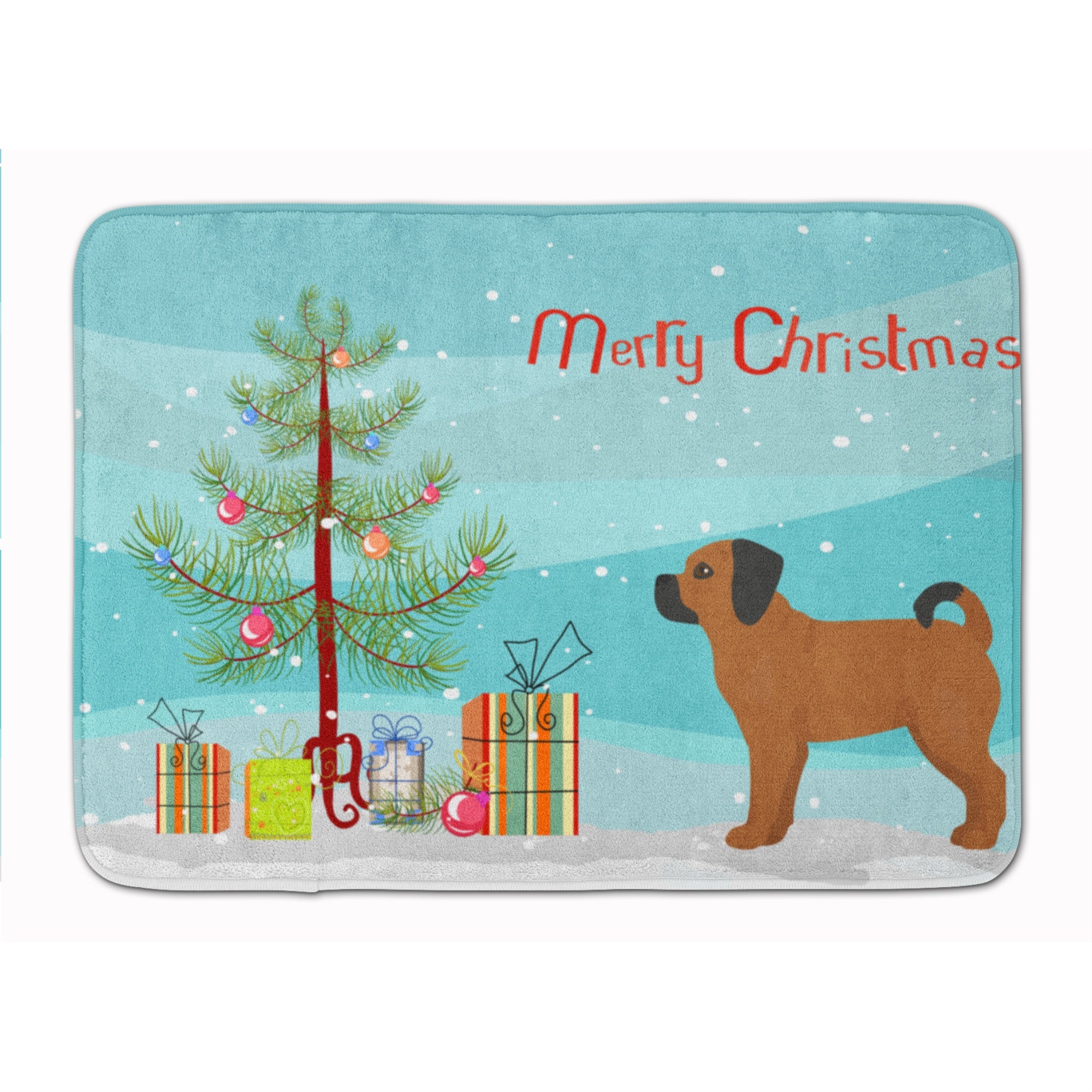 'Caroline'S Treasures Puggle Christmas Tree Machine Washable Memory Foam Mat Doormats, Multicolor''