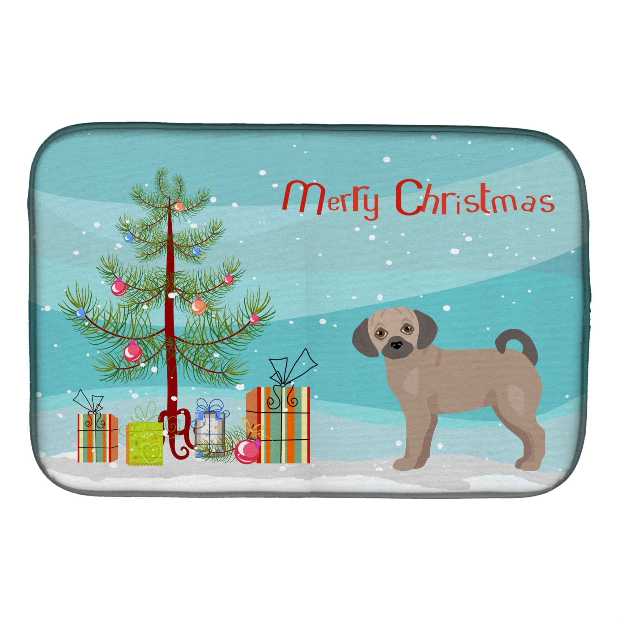 'Caroline'S Treasures Ck3864Ddm Fawn Puggle Christmas Tree Dish-Drying-Mats, 14 X 21, Multicolor''