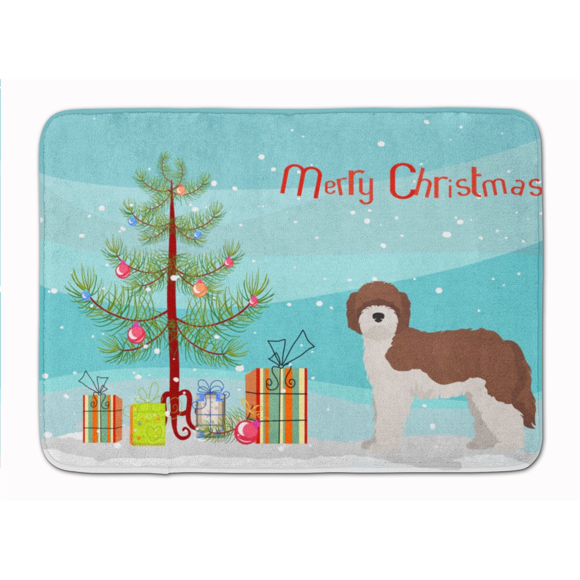 'Caroline'S Treasures Sheepadoodle Christmas Tree Machine Washable Memory Foam Mat Doormats, Multicolor''