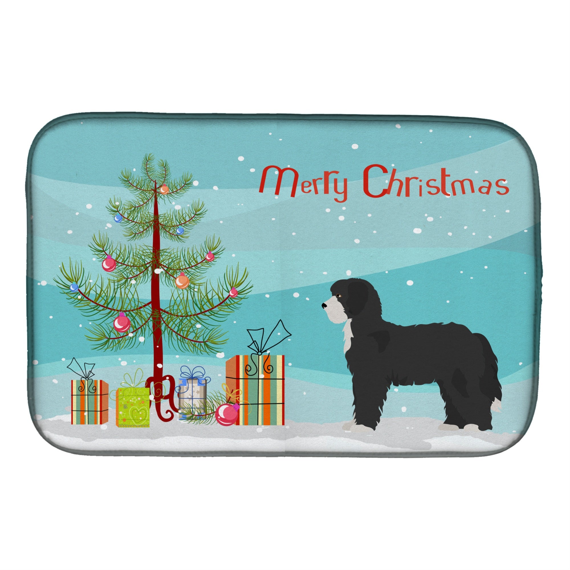 'Caroline'S Treasures Ck3868Ddm Black Sheepadoodle Christmas Tree Dish-Drying-Mats, 14 X 21, Multicolor''