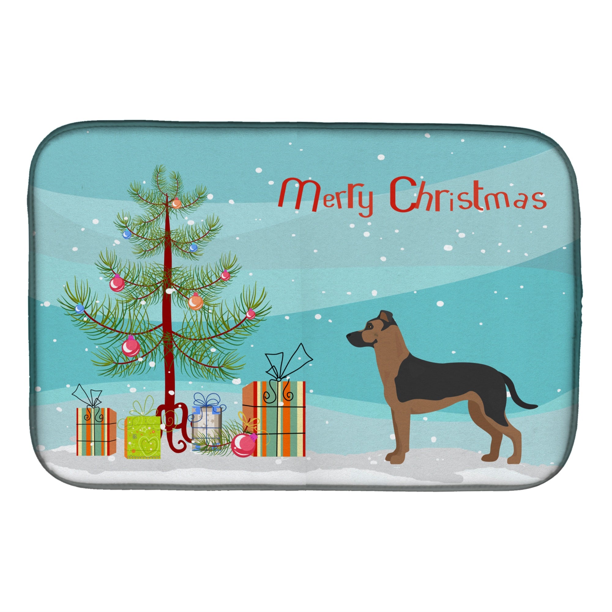 'Caroline'S Treasures Ck3869Ddm Shepherd Pit Mix #1 Christmas Tree Dish-Drying-Mats, 14 X 21, Multicolor''