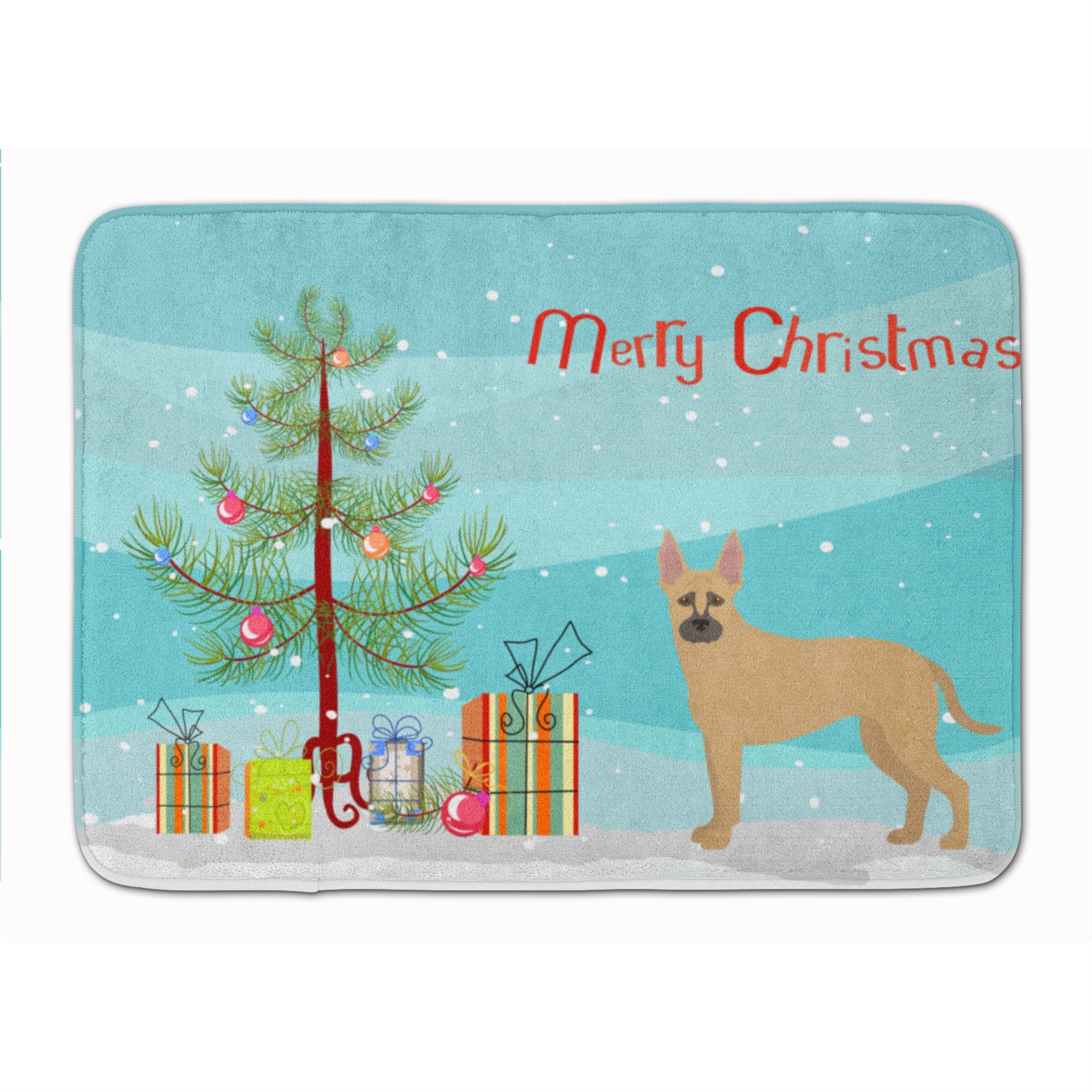 'Caroline'S Treasures Shepherd Pit Mix #2 Christmas Tree Machine Washable Memory Foam Mat Doormats, Multicolor''