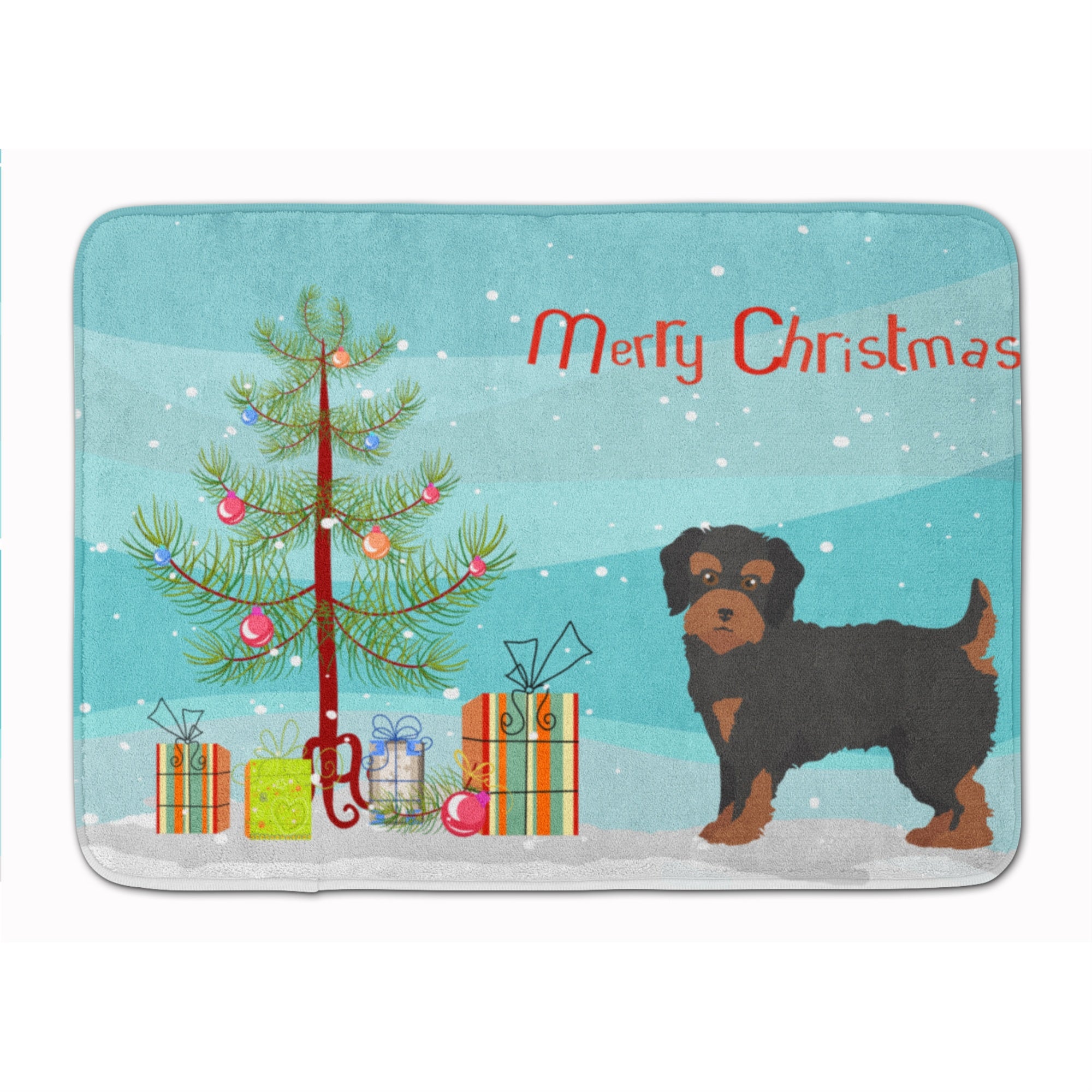 'Caroline'S Treasures Yorkiepoo #1 Christmas Tree Machine Washable Memory Foam Mat Doormats, Multicolor''