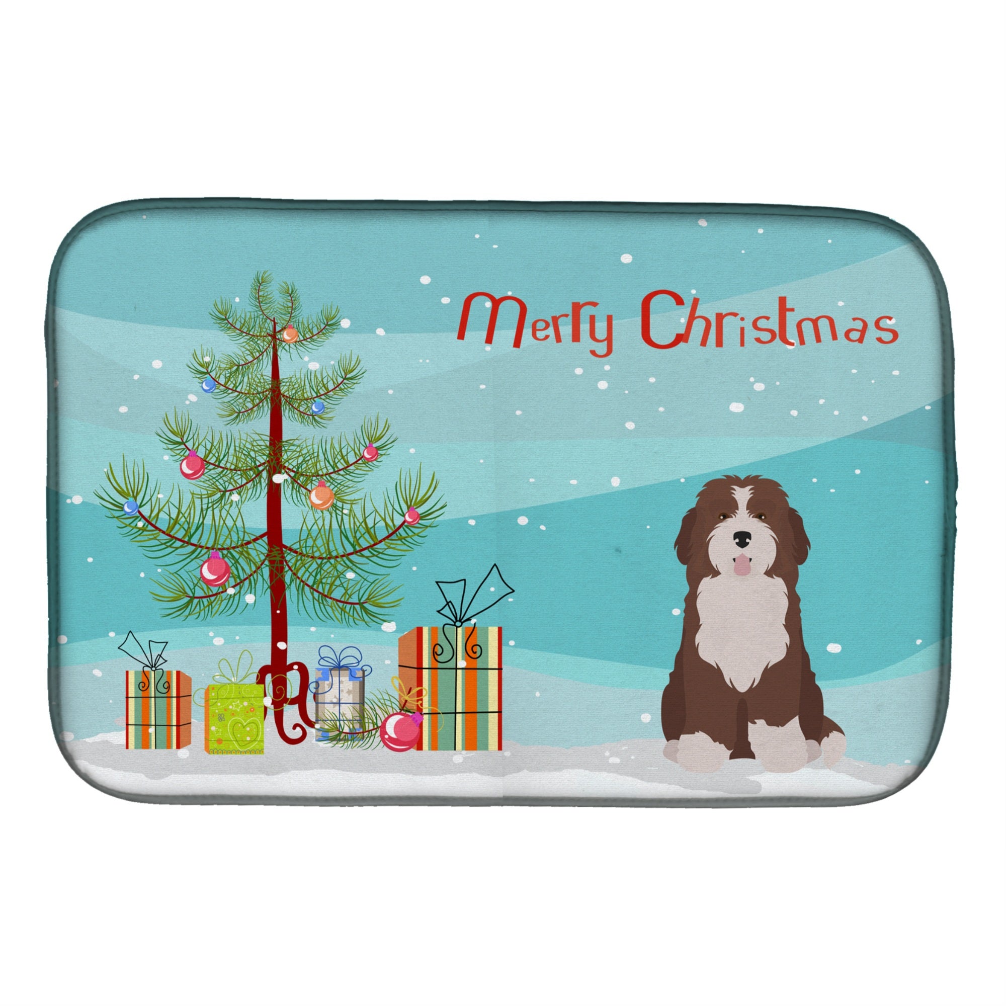 'Caroline'S Treasures Ck3886Ddm Bernedoodle #2 Christmas Tree Dish-Drying-Mats, 14 X 21, Multicolor''