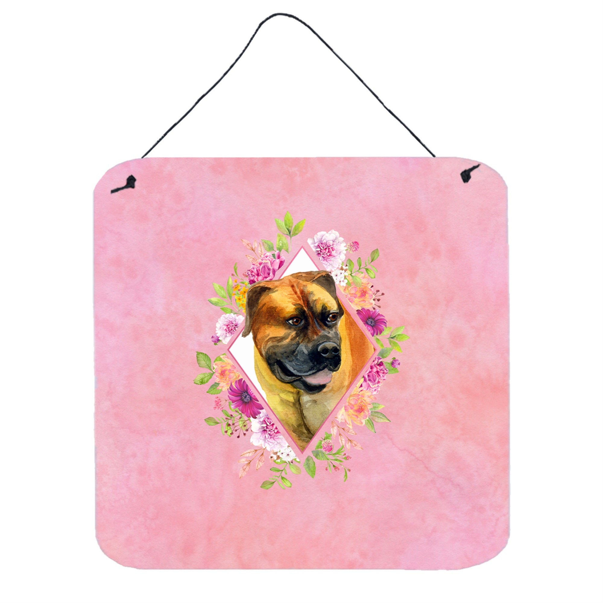 'Caroline'S Treasures Borboel Mastiff Pink Flowers Door Hanging Prints Wall-Decor, Multicolor''