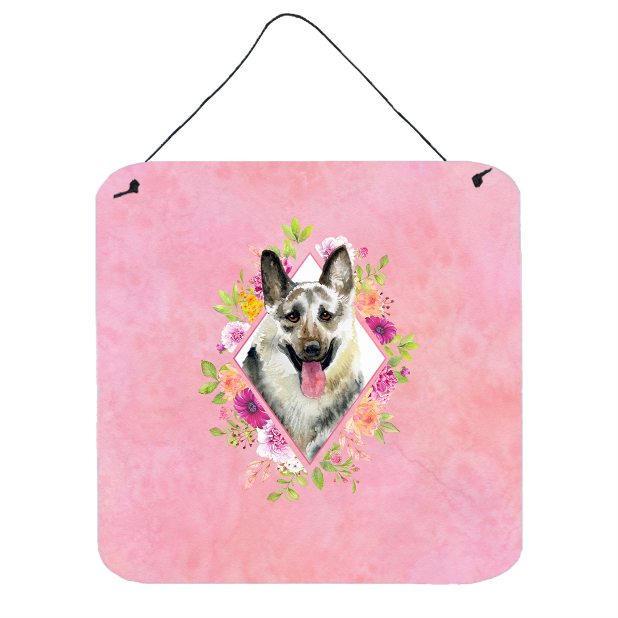'Caroline'S Treasures Eastern German Shepherd Pink Flowers Door Hanging Prints Wall-Decor, Multicolor''