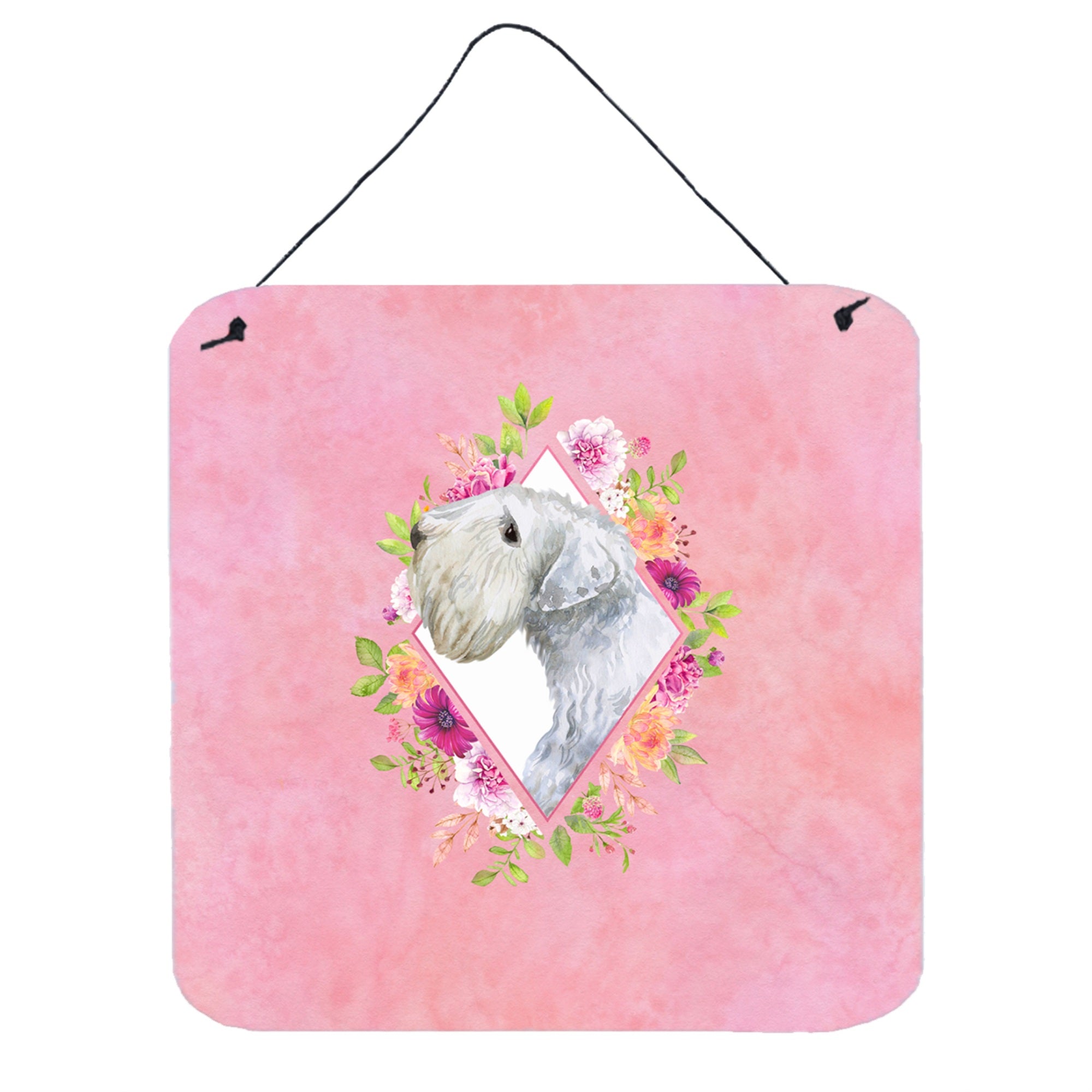 'Caroline'S Treasures Sealyham Terrier Pink Flowers Door Hanging Prints Wall-Decor, Multicolor''