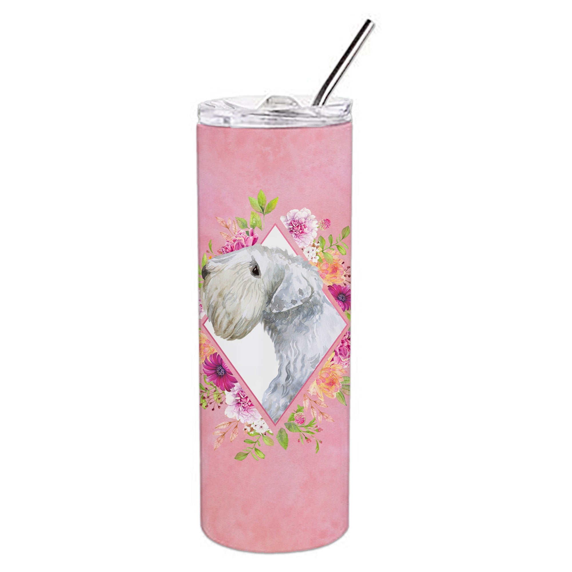 'Caroline'S Treasures Sealyham Terrier Pink Flowers Double Walled Stainless Steel 20 Oz Skinny Travel-Insulated-Tumblers, Multi