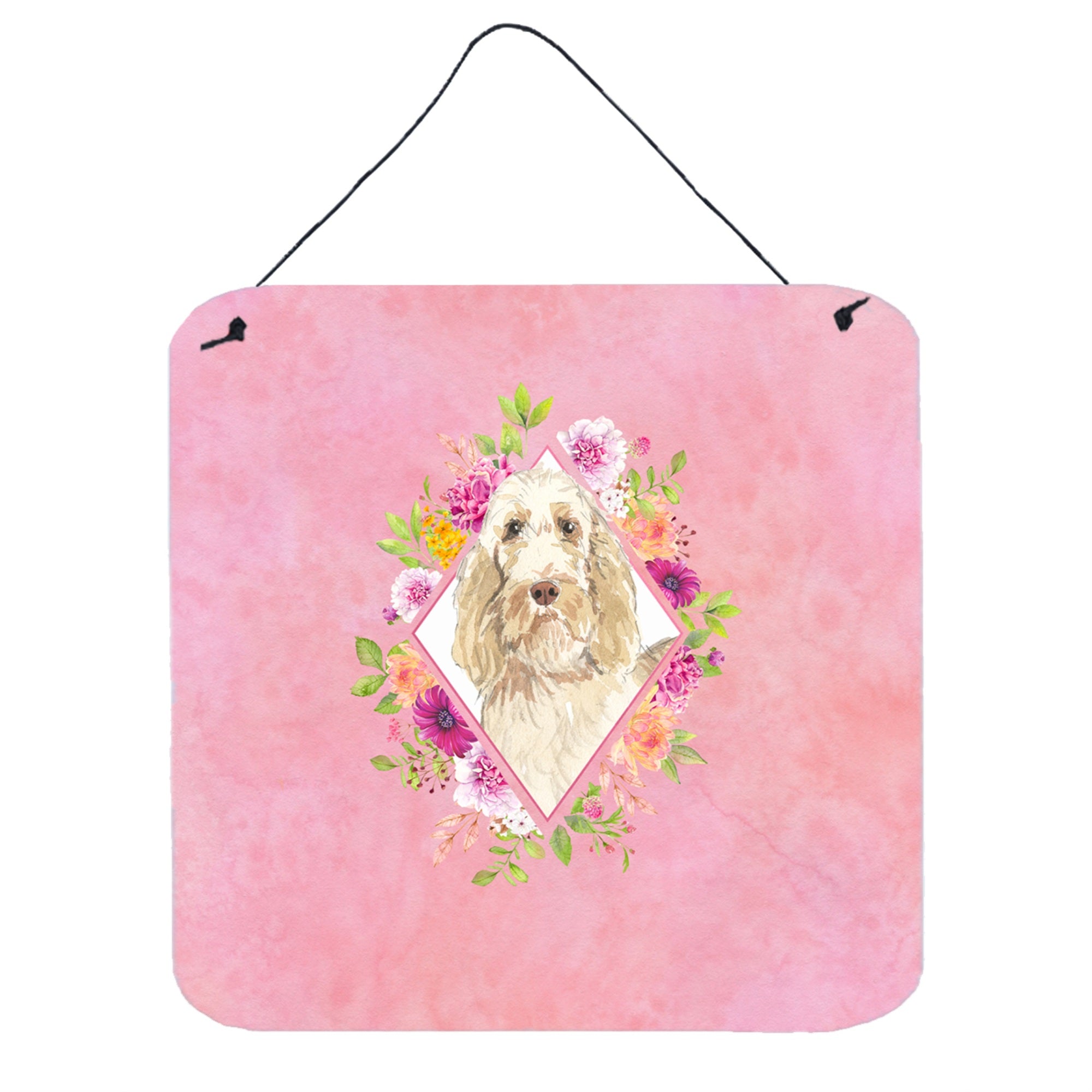 'Caroline'S Treasures Spinone Italiano Pink Flowers Door Hanging Prints Wall-Decor, Multicolor''