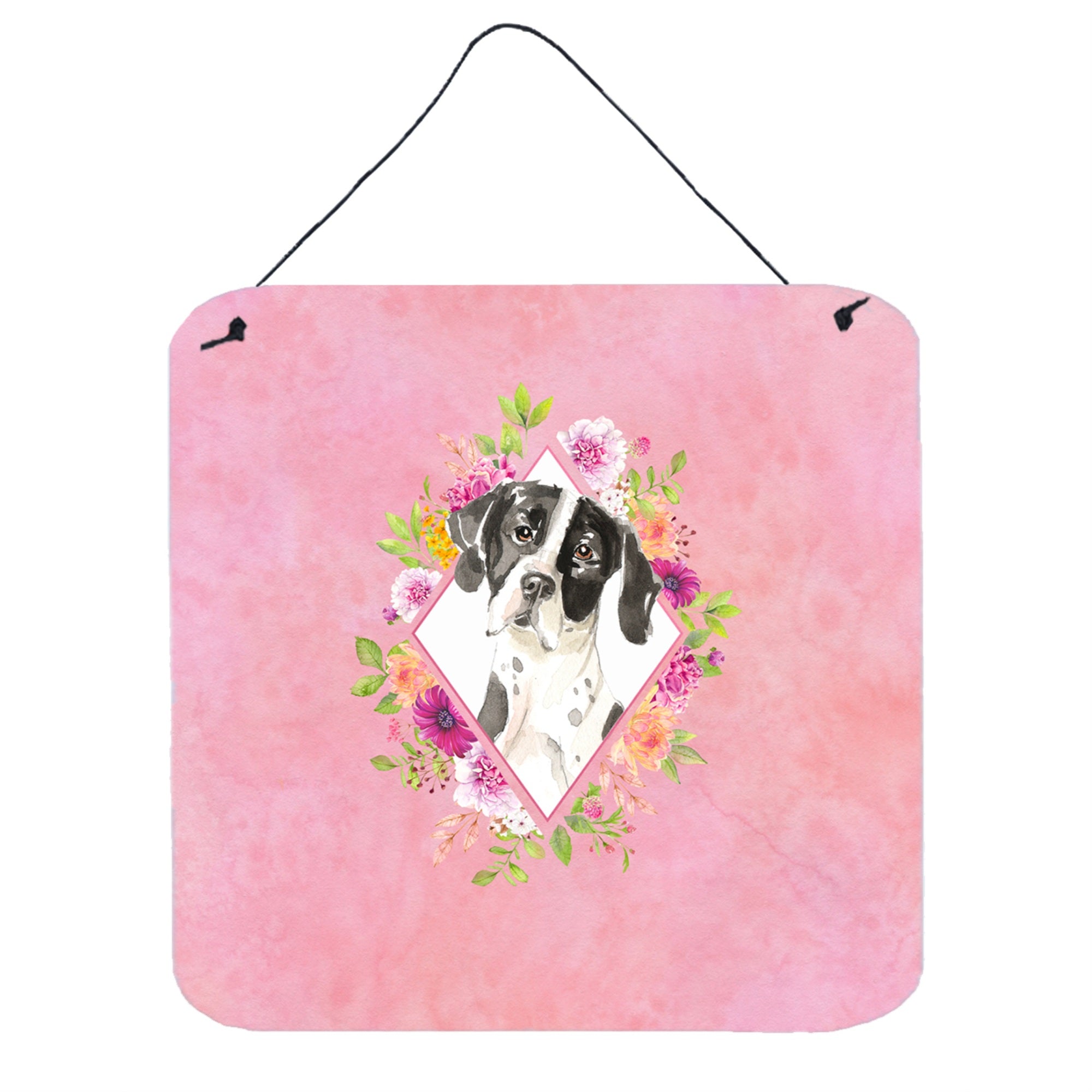 'Caroline'S Treasures English Pointer Pink Flowers Door Hanging Prints Wall-Decor, Multicolor''