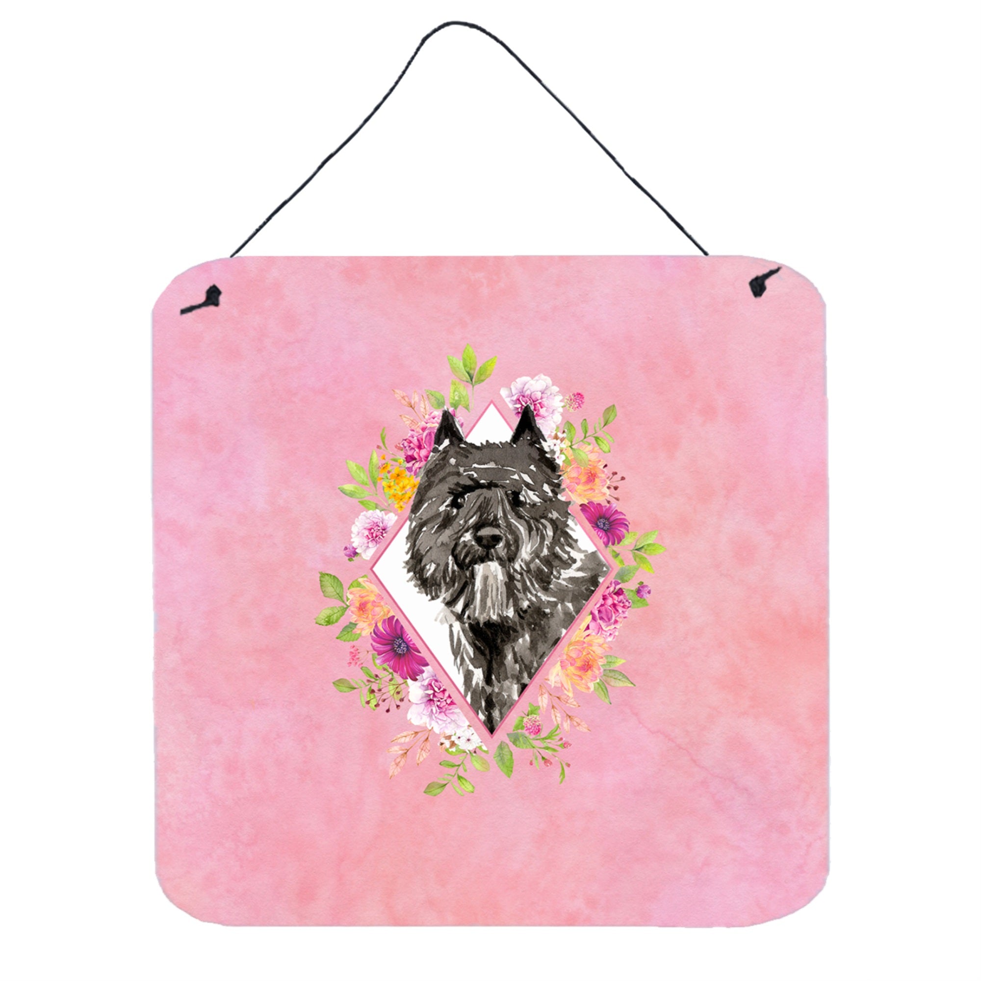 'Caroline'S Treasures Bouvier Des Flandres Pink Flowers Door Hanging Prints Wall-Decor, Multicolor''