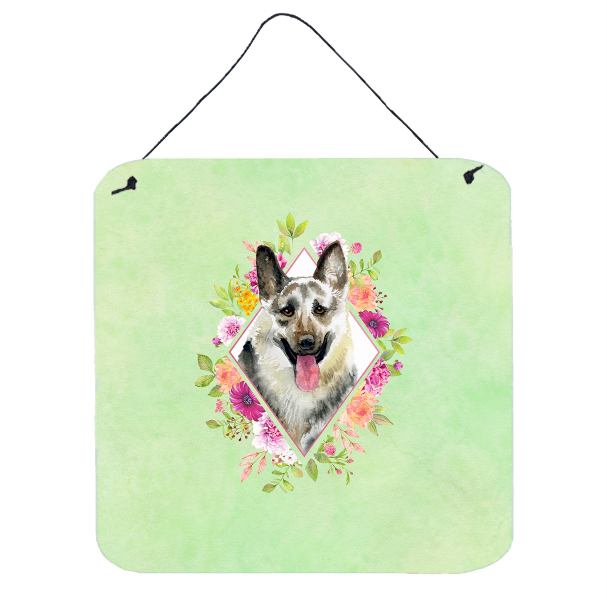 'Caroline'S Treasures Eastern German Shepherd Green Flowers Door Hanging Prints Wall-Decor, Multicolor''
