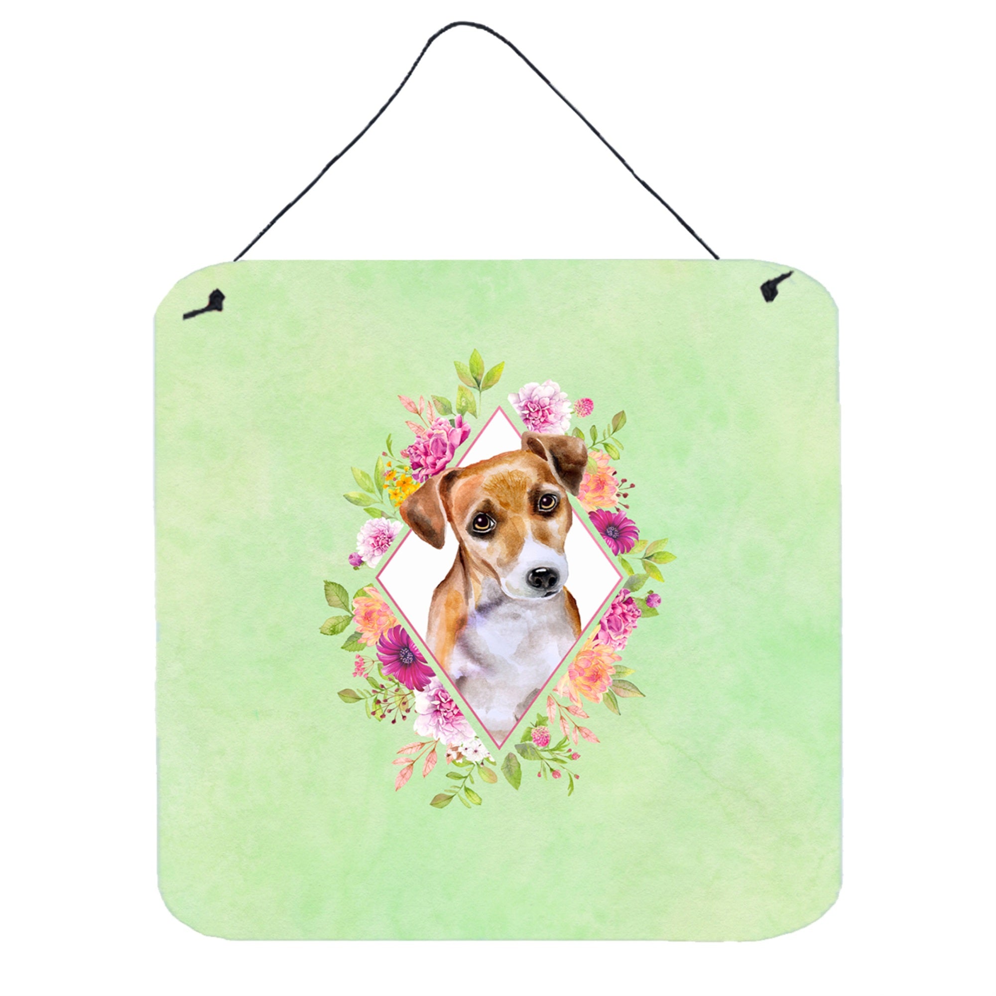 'Caroline'S Treasures Jack Russell Terrier #1 Green Flowers Door Hanging Prints Wall-Decor, Multicolor''