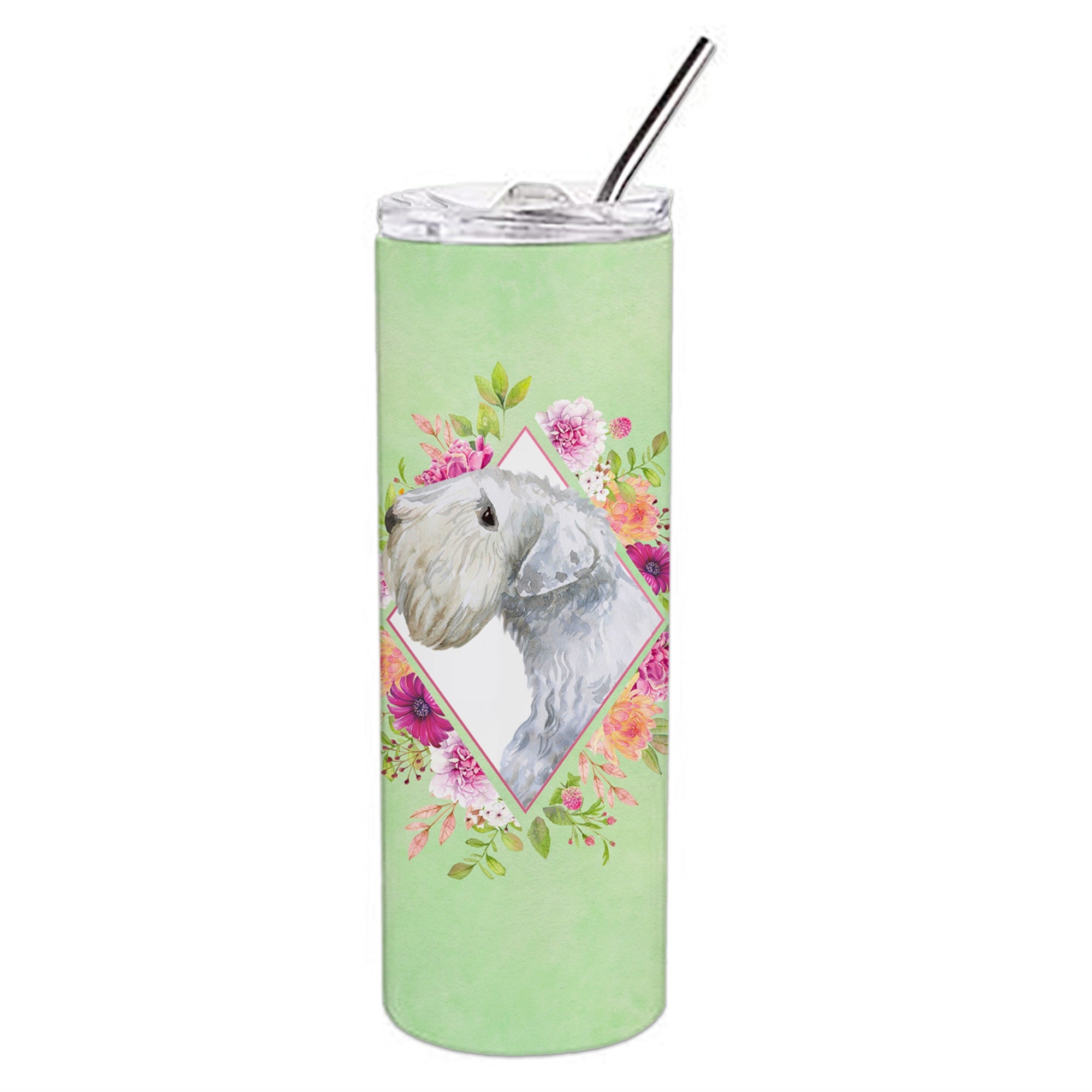 'Caroline'S Treasures Sealyham Terrier Green Flowers Double Walled Stainless Steel 20 Oz Skinny Travel-Insulated-Tumblers, Mult