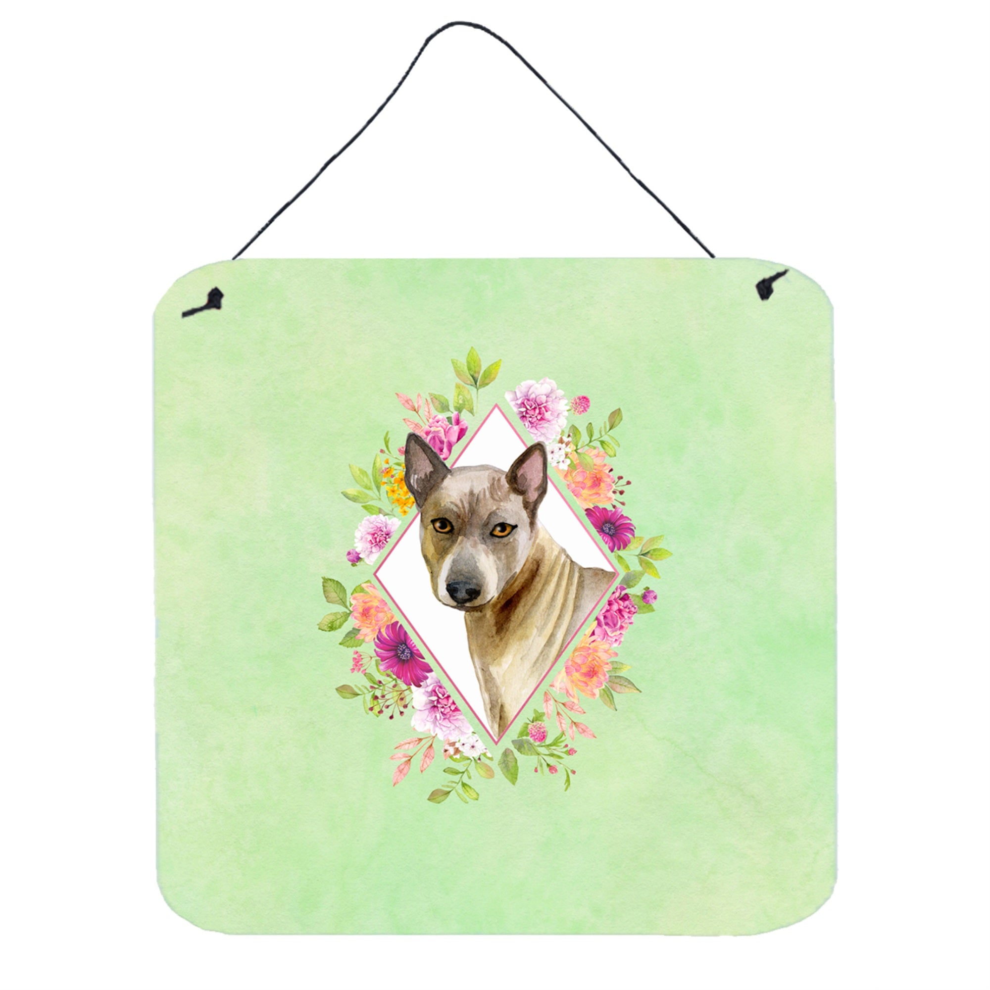 'Caroline'S Treasures Thai Ridgeback Green Flowers Door Hanging Prints Wall-Decor, Multicolor''