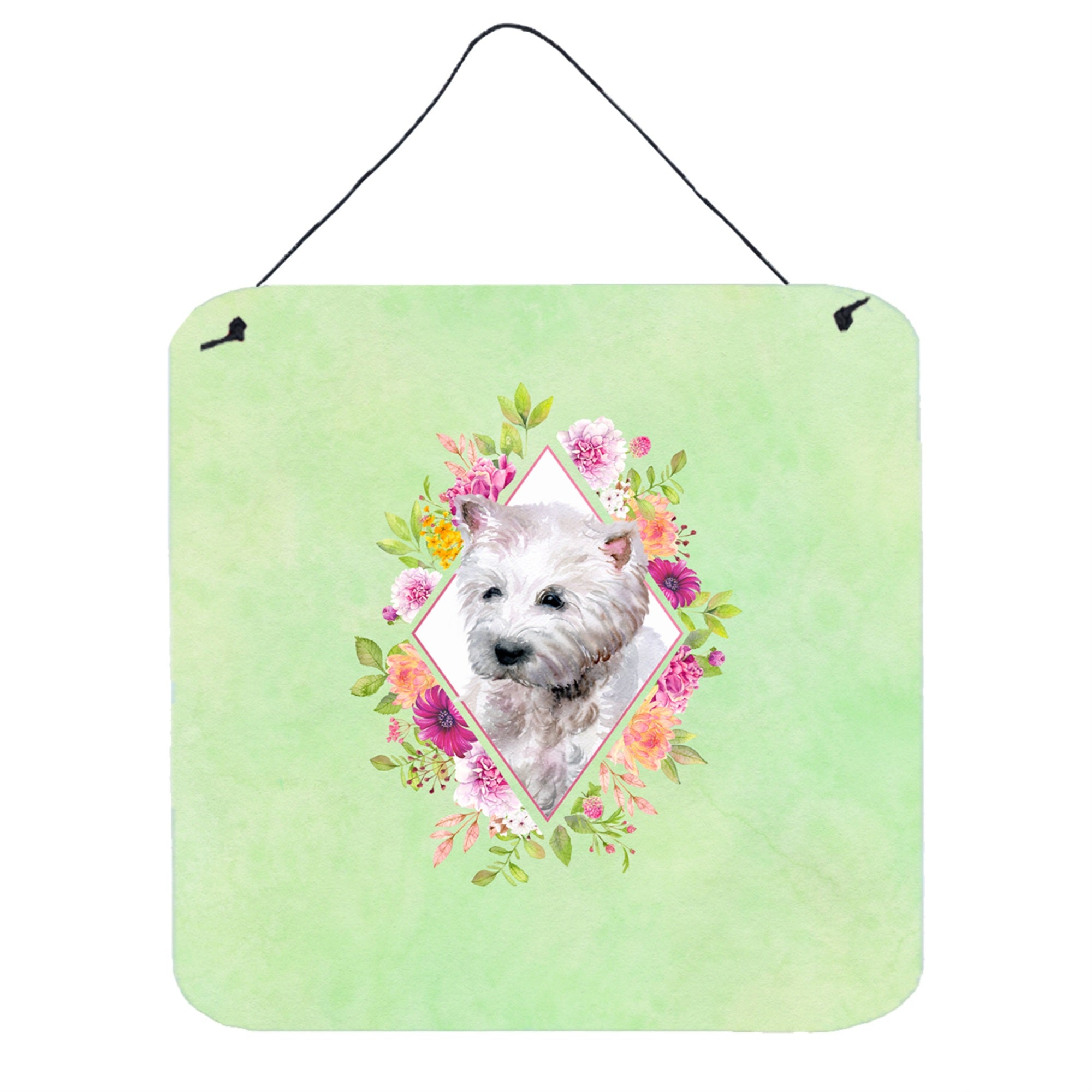 'Caroline'S Treasures West Highland White Terrier Green Flowers Door Hanging Prints Wall-Decor, Multicolor''