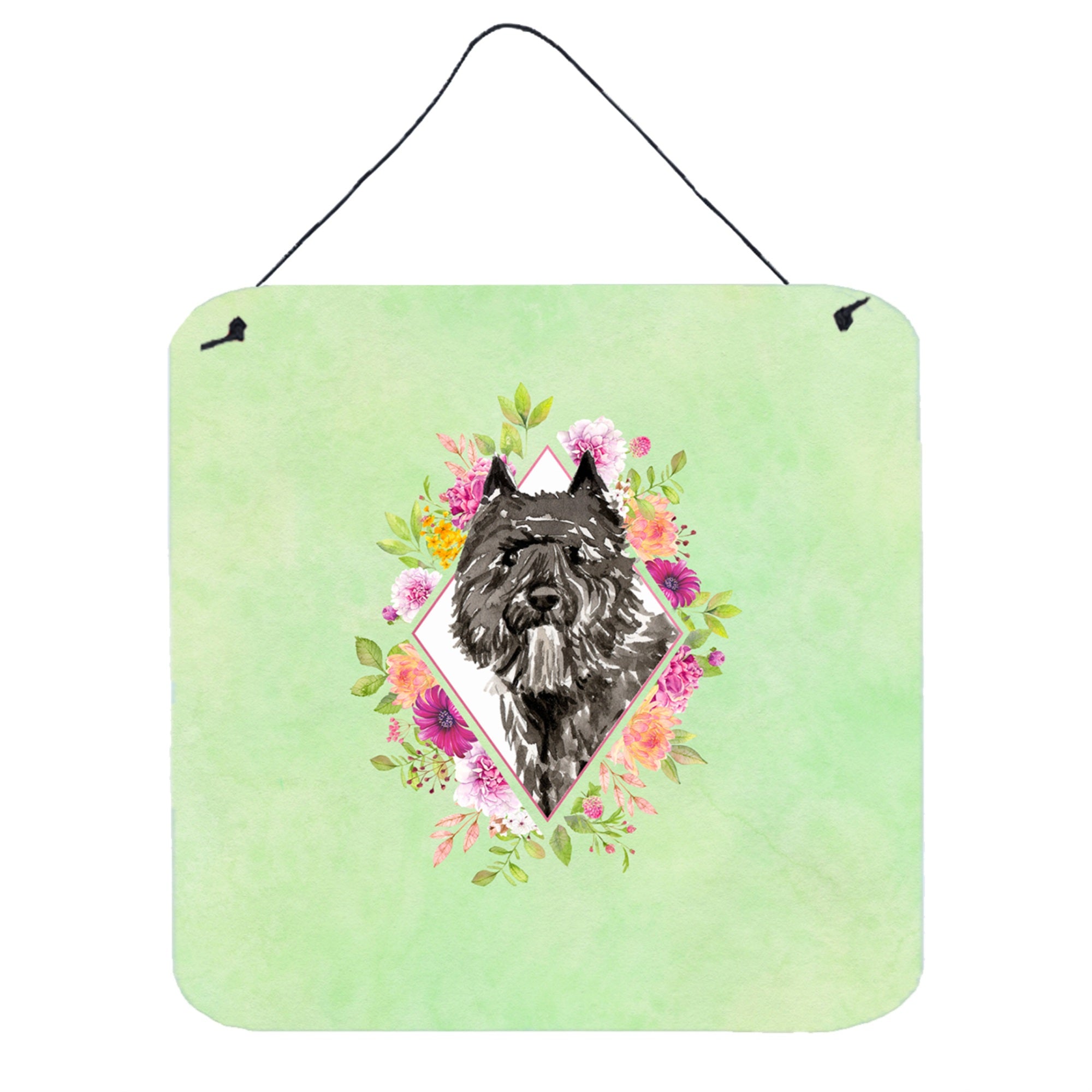 'Caroline'S Treasures Bouvier Des Flandres Green Flowers Door Hanging Prints Wall-Decor, Multicolor''