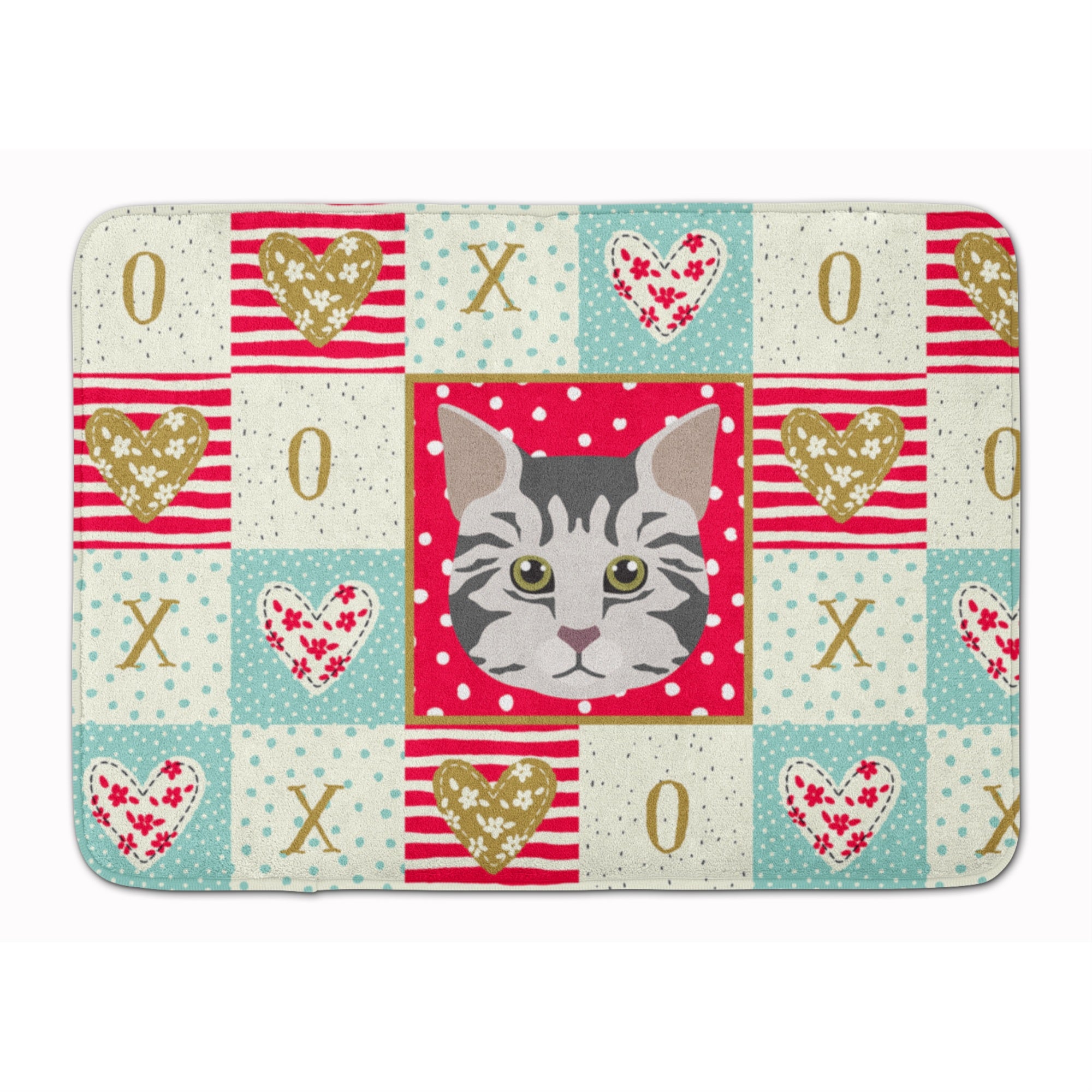 'Caroline'S Treasures American Bobtail Cat Love Machine Washable Memory Foam Mat Doormats, Multicolor''