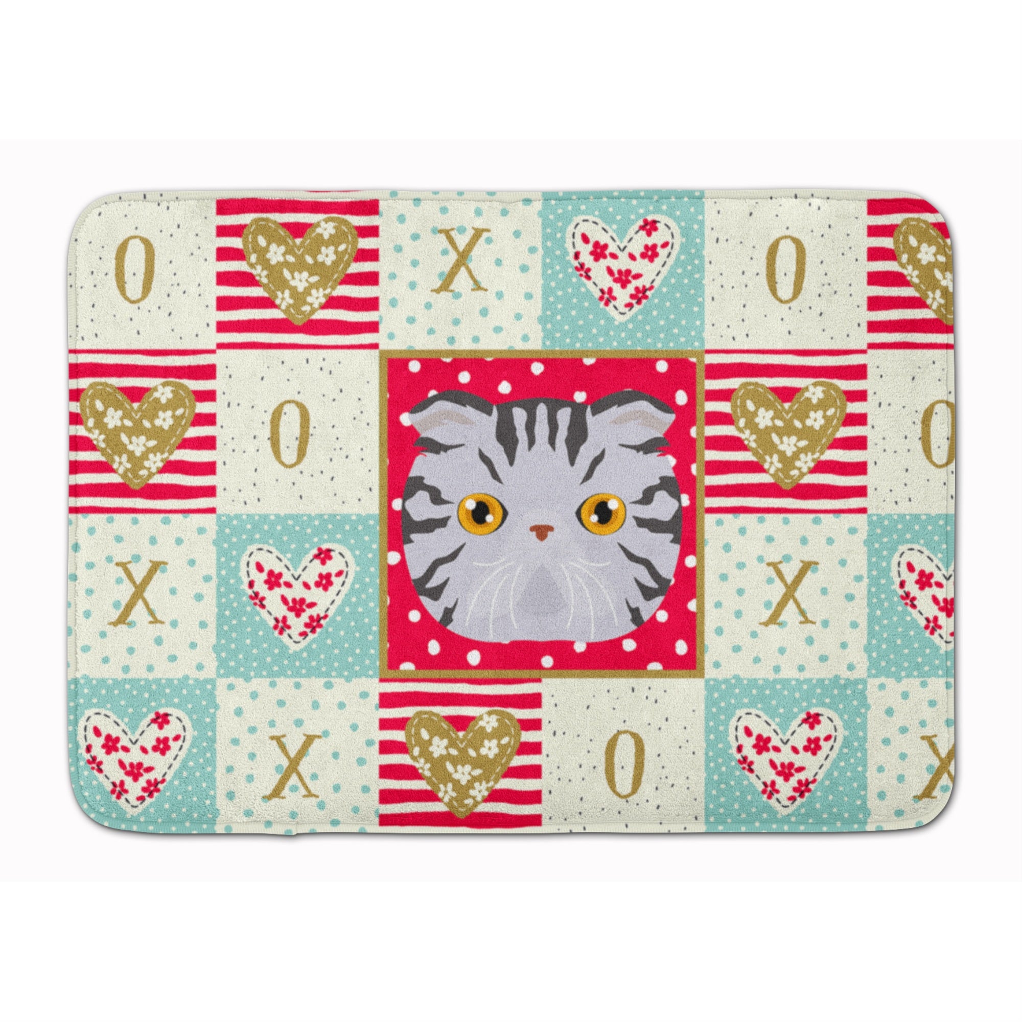 'Caroline'S Treasures Foldex Exotic Fold Cat Love Machine Washable Memory Foam Mat Doormats, Multicolor''