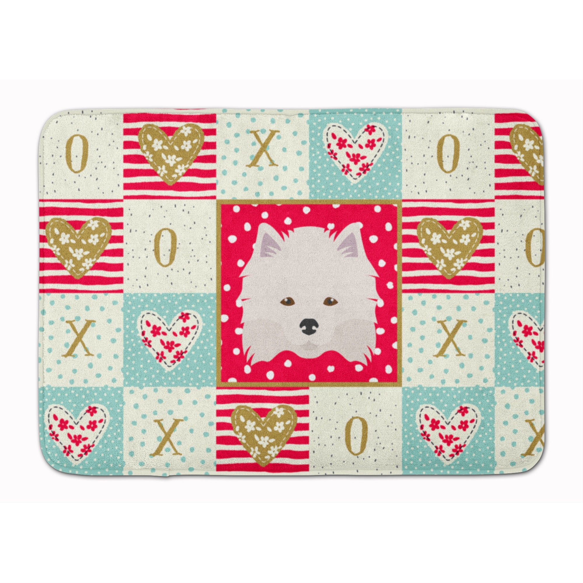 'Caroline'S Treasures American Eskimo Love Machine Washable Memory Foam Mat Doormats, Multicolor''