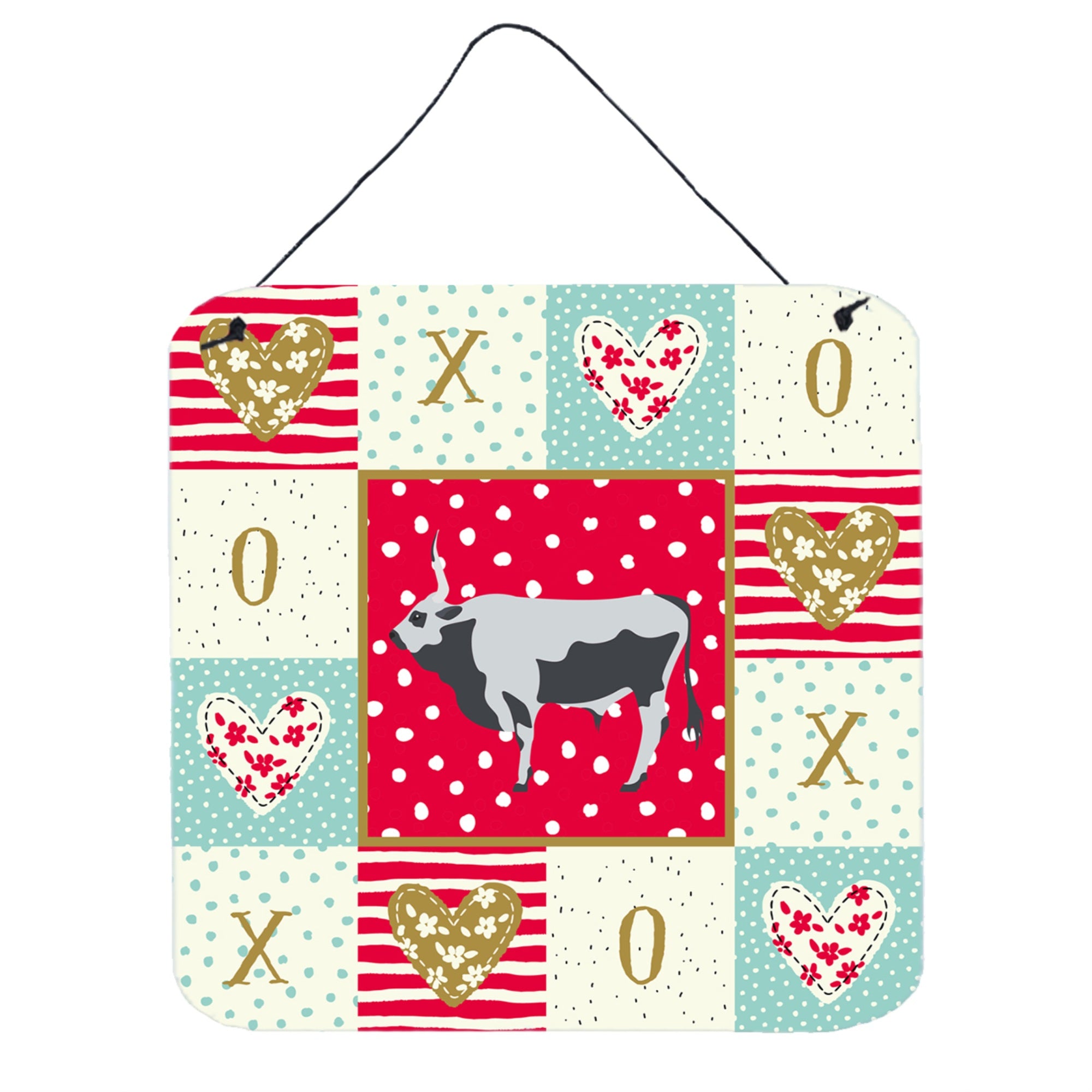 'Caroline'S Treasures Hungarian Grey Steppe Cow Love Door Hanging Prints Wall-Decor, Multicolor''