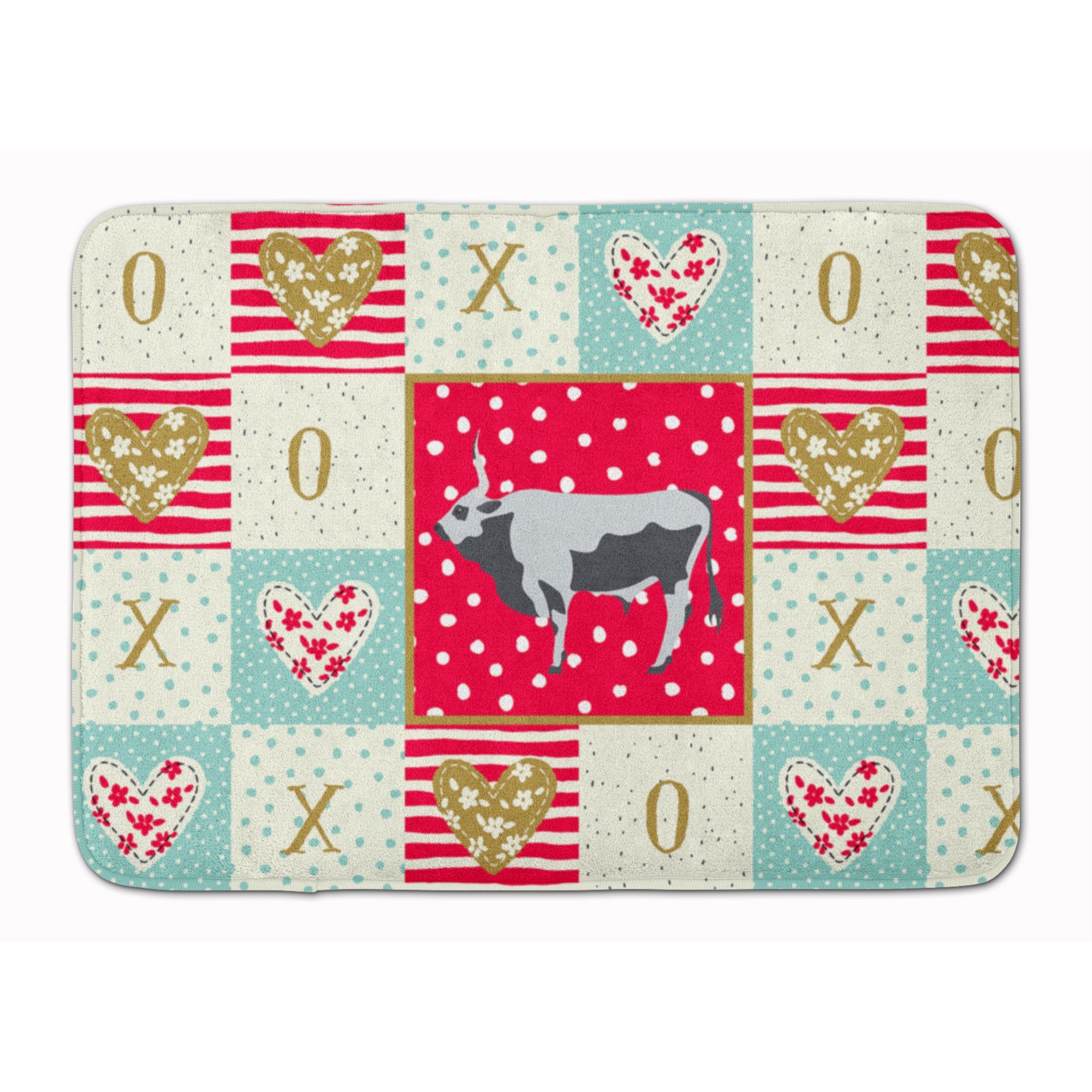 'Caroline'S Treasures Hungarian Grey Steppe Cow Love Machine Washable Memory Foam Mat Doormats, Multicolor''