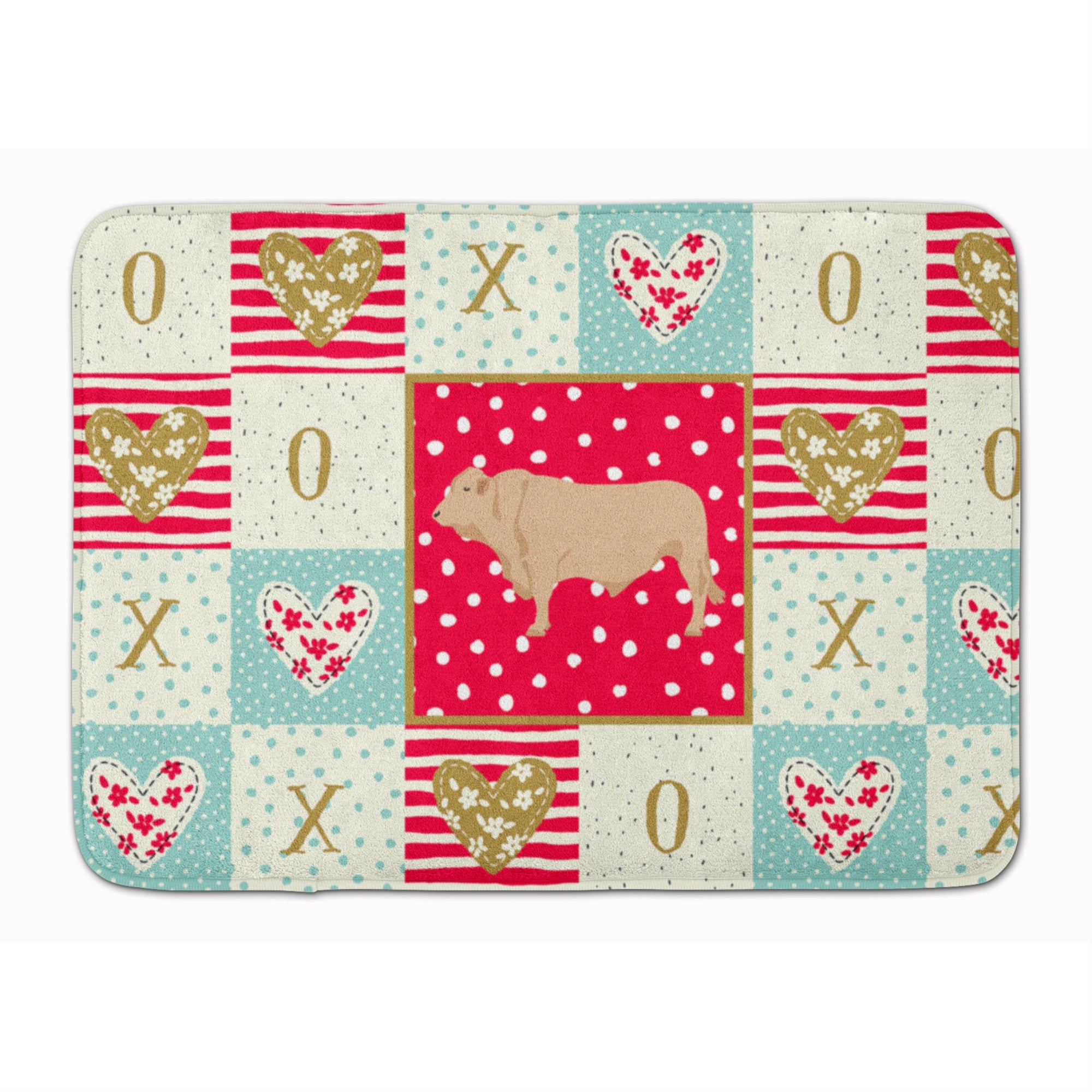 'Caroline'S Treasures Charolais Cow Love Machine Washable Memory Foam Mat Doormats, Multicolor''