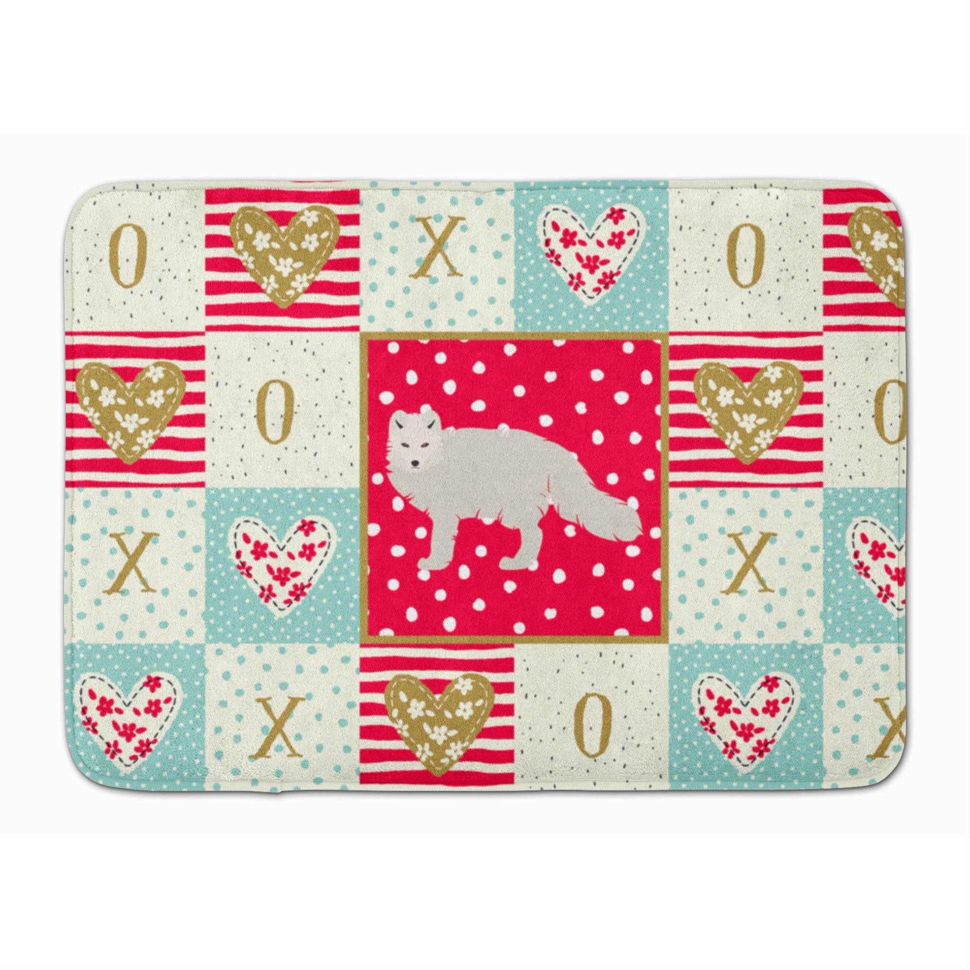 'Caroline'S Treasures White Arctic Fox Love Machine Washable Memory Foam Mat Doormats, Multicolor''