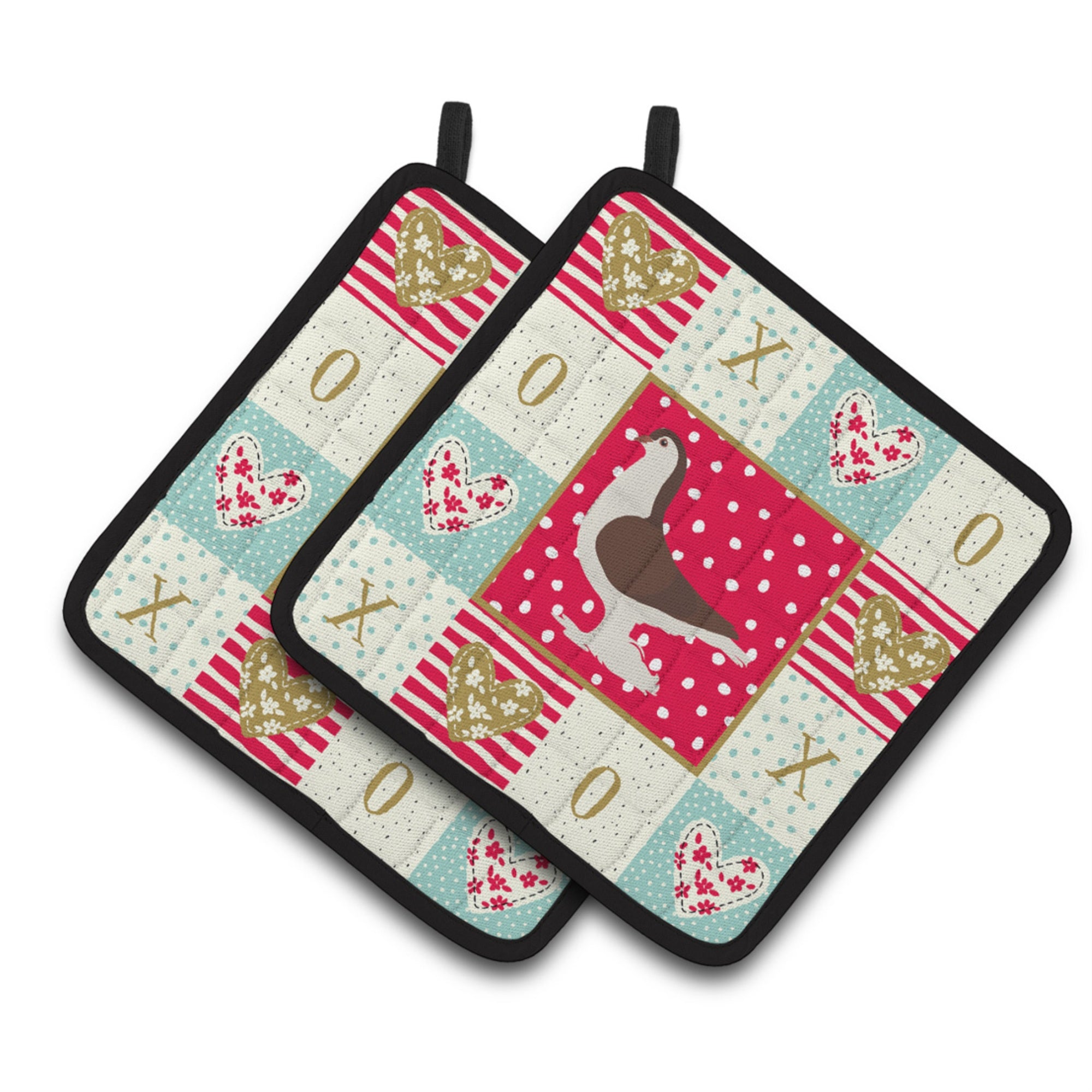 Carolines Treasures CK5370PTHD Large Pigeon Love Pair of Pot Holders potholders, Multicolor