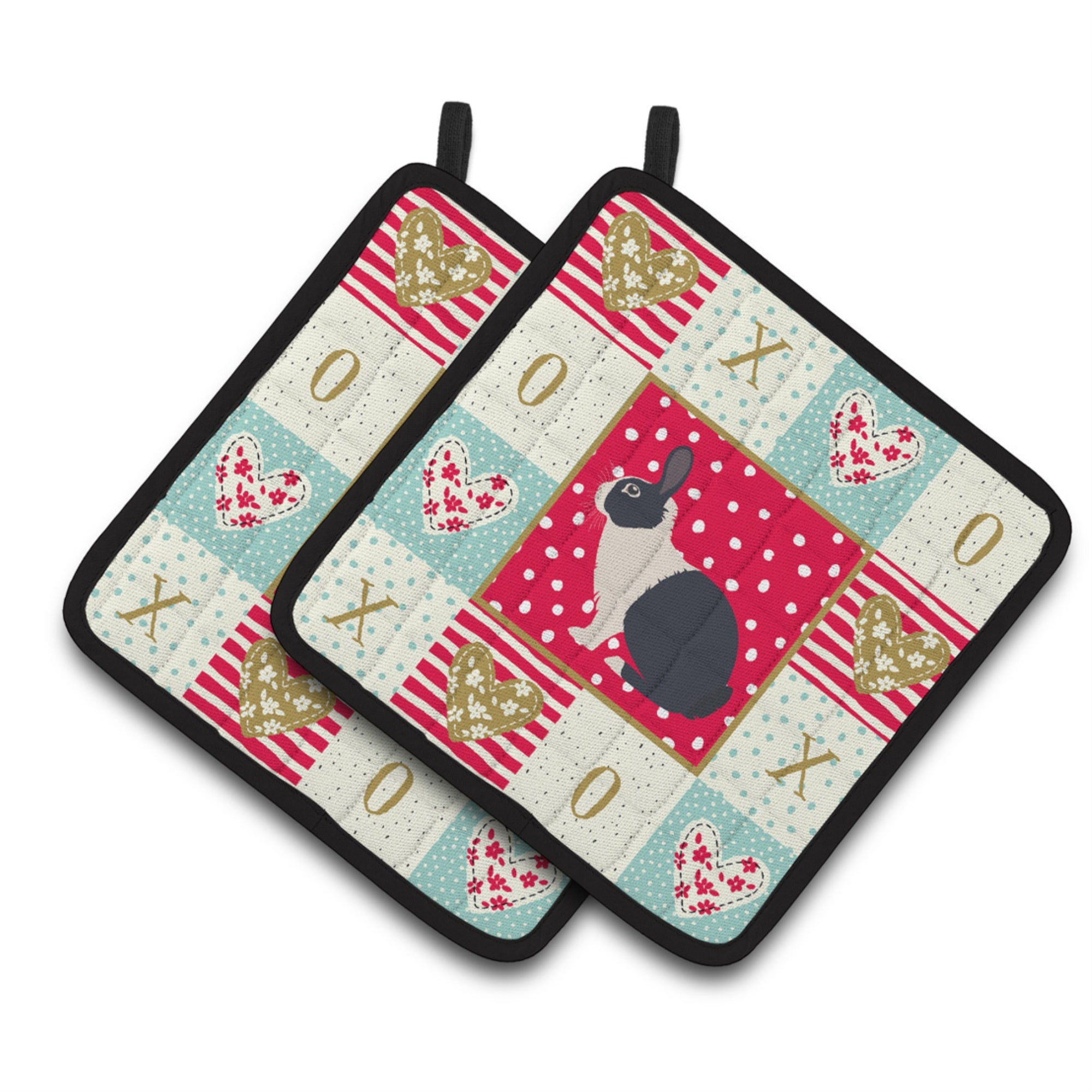 Carolines Treasures CK5385PTHD Dutch Rabbit Love Pair of Pot Holders potholders, Multicolor