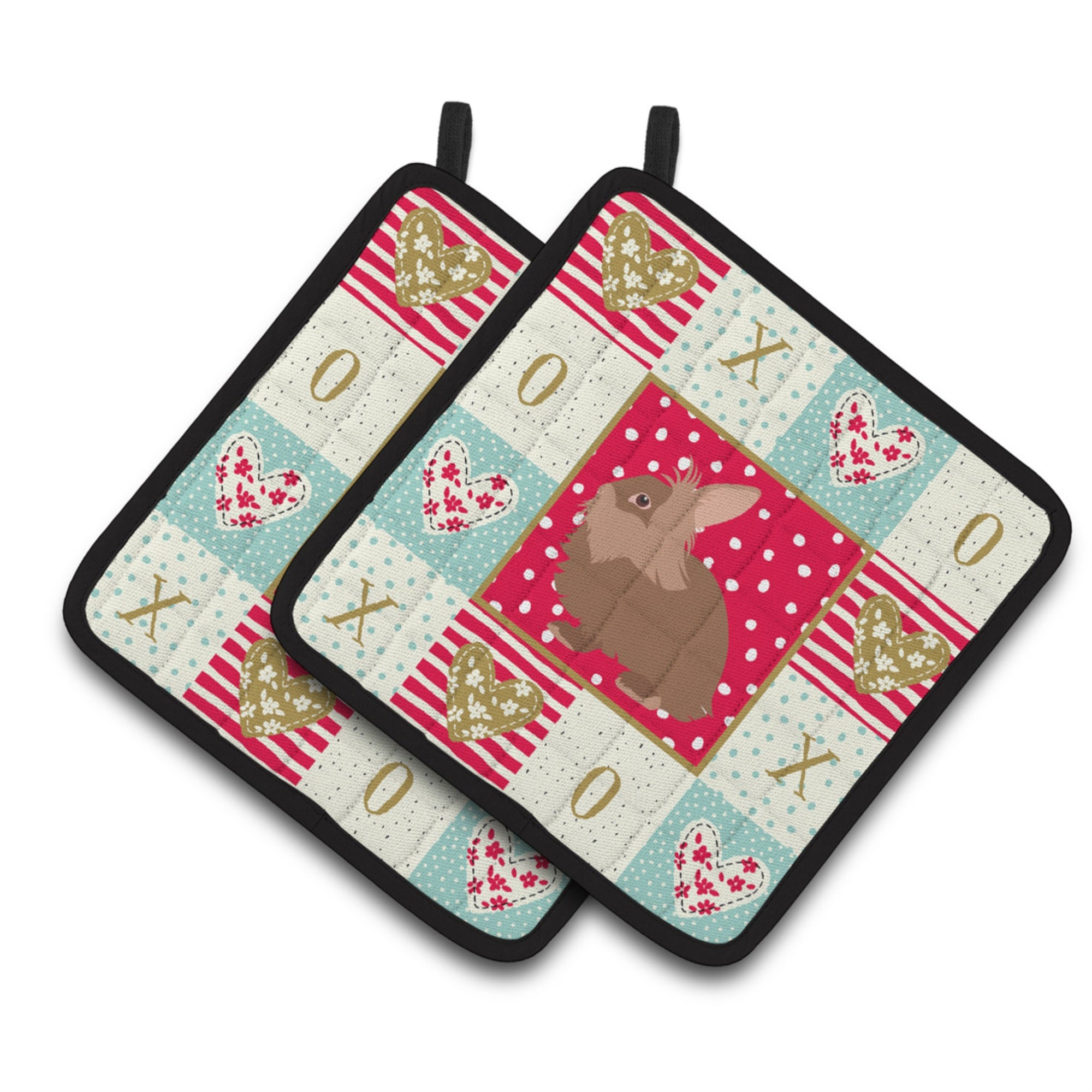 Carolines Treasures CK5387PTHD Lionhead Rabbit Love Pair of Pot Holders potholders, Multicolor