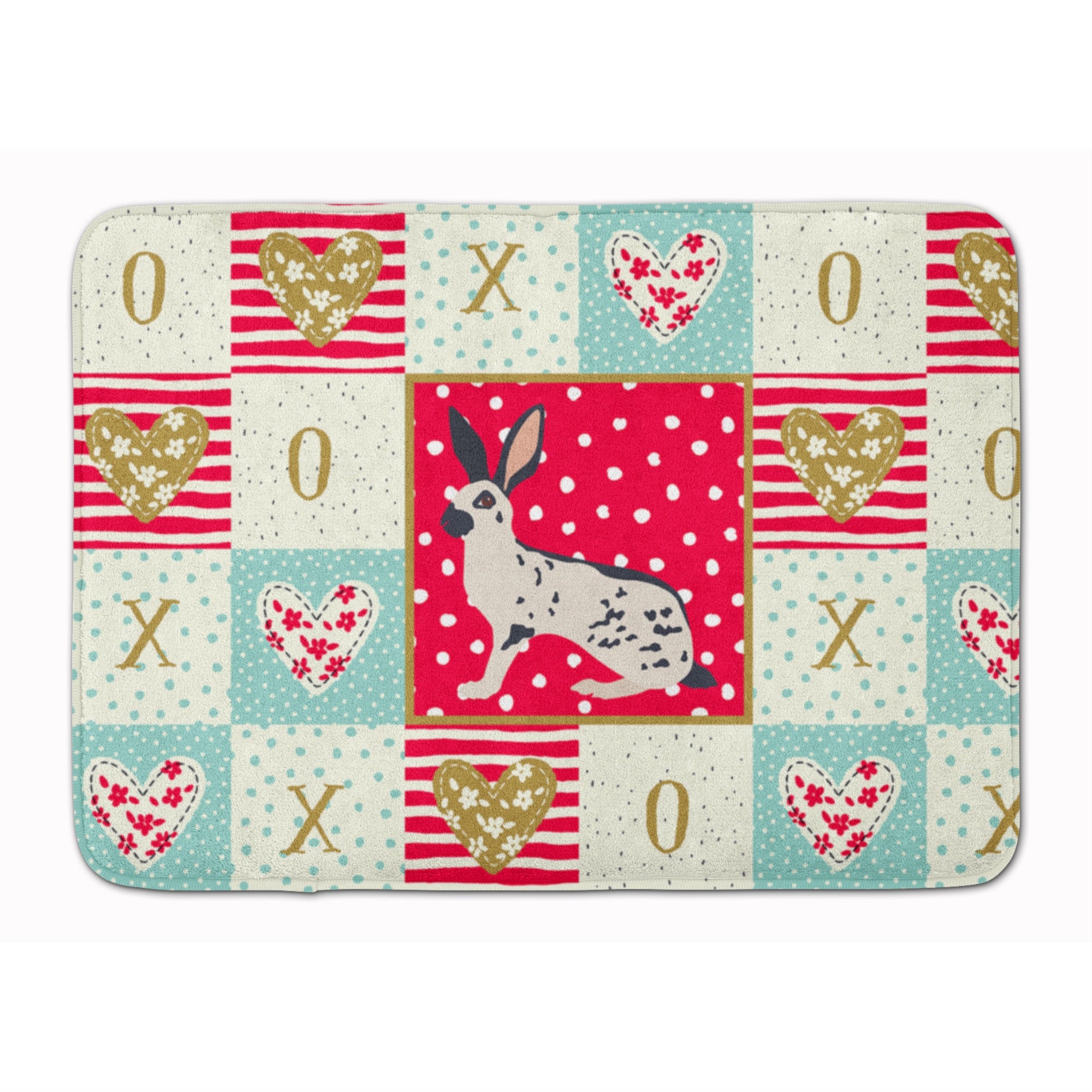 'Caroline'S Treasures English Spot Rabbit Love Machine Washable Memory Foam Mat Doormats, Multicolor''