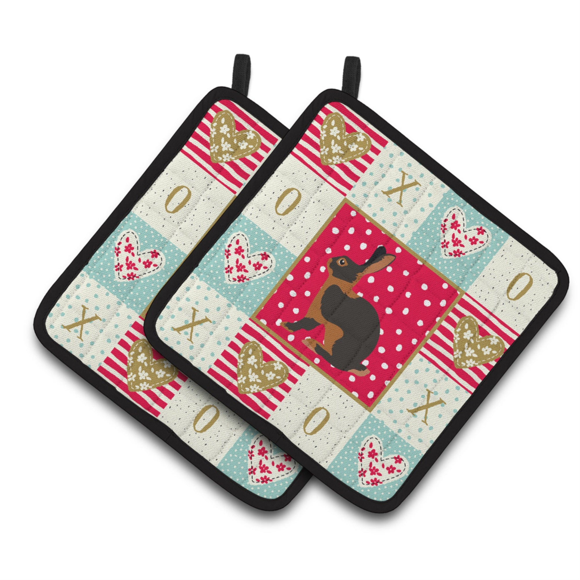 Carolines Treasures CK5390PTHD Tan Rabbit Love Pair of Pot Holders potholders, Multicolor