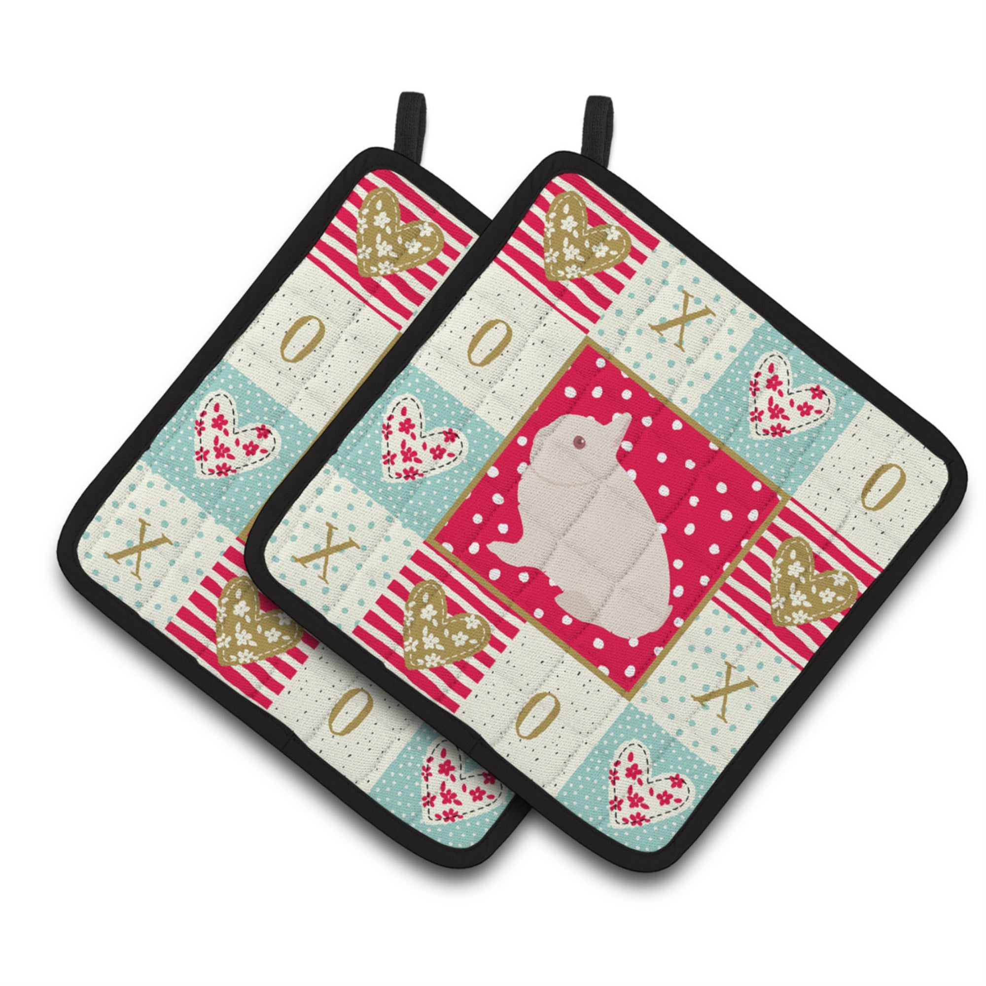 Carolines Treasures CK5391PTHD Hermelin Rabbit Love Pair of Pot Holders potholders, Multicolor