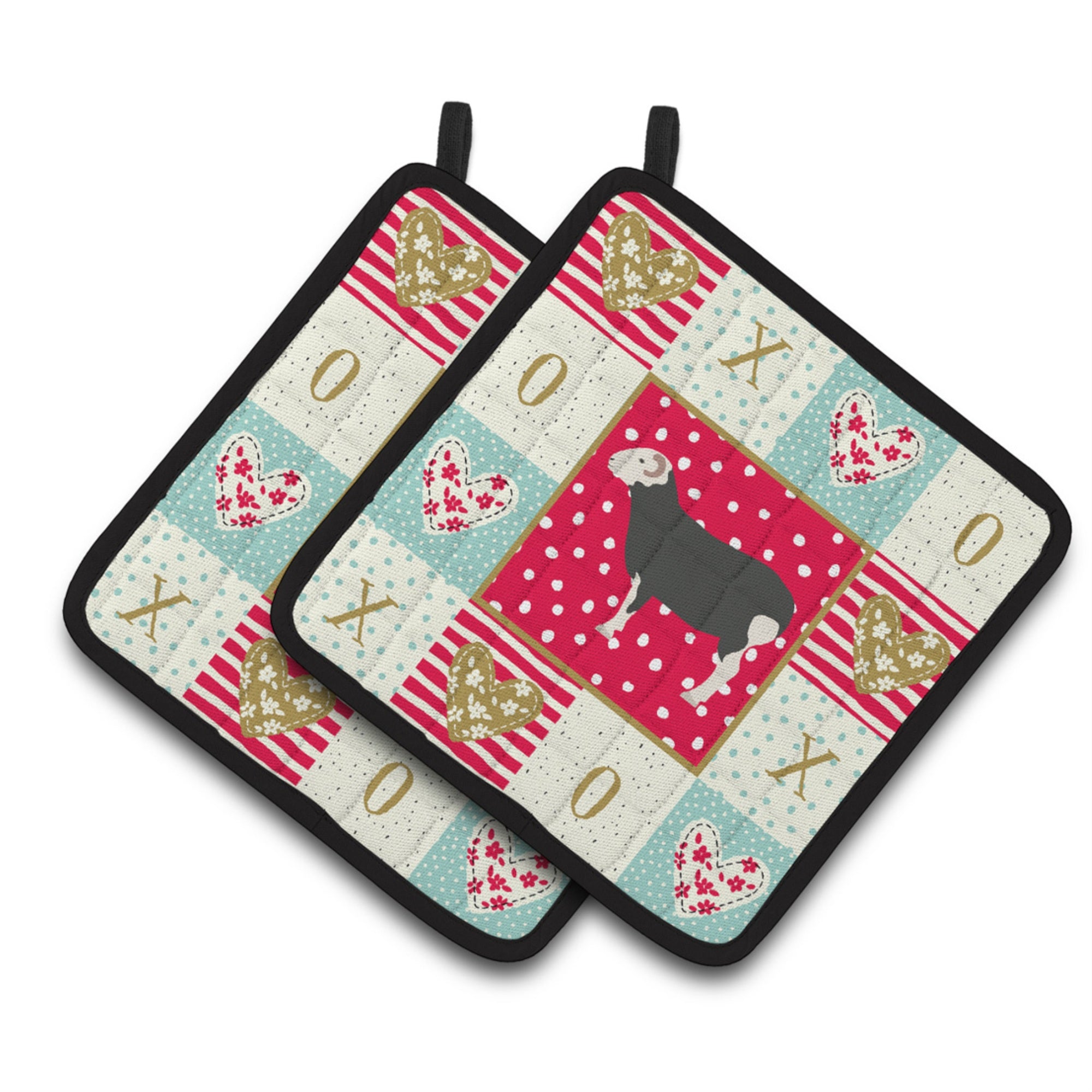 Carolines Treasures CK5397PTHD Herwick Sheep Love Pair of Pot Holders potholders, Multicolor