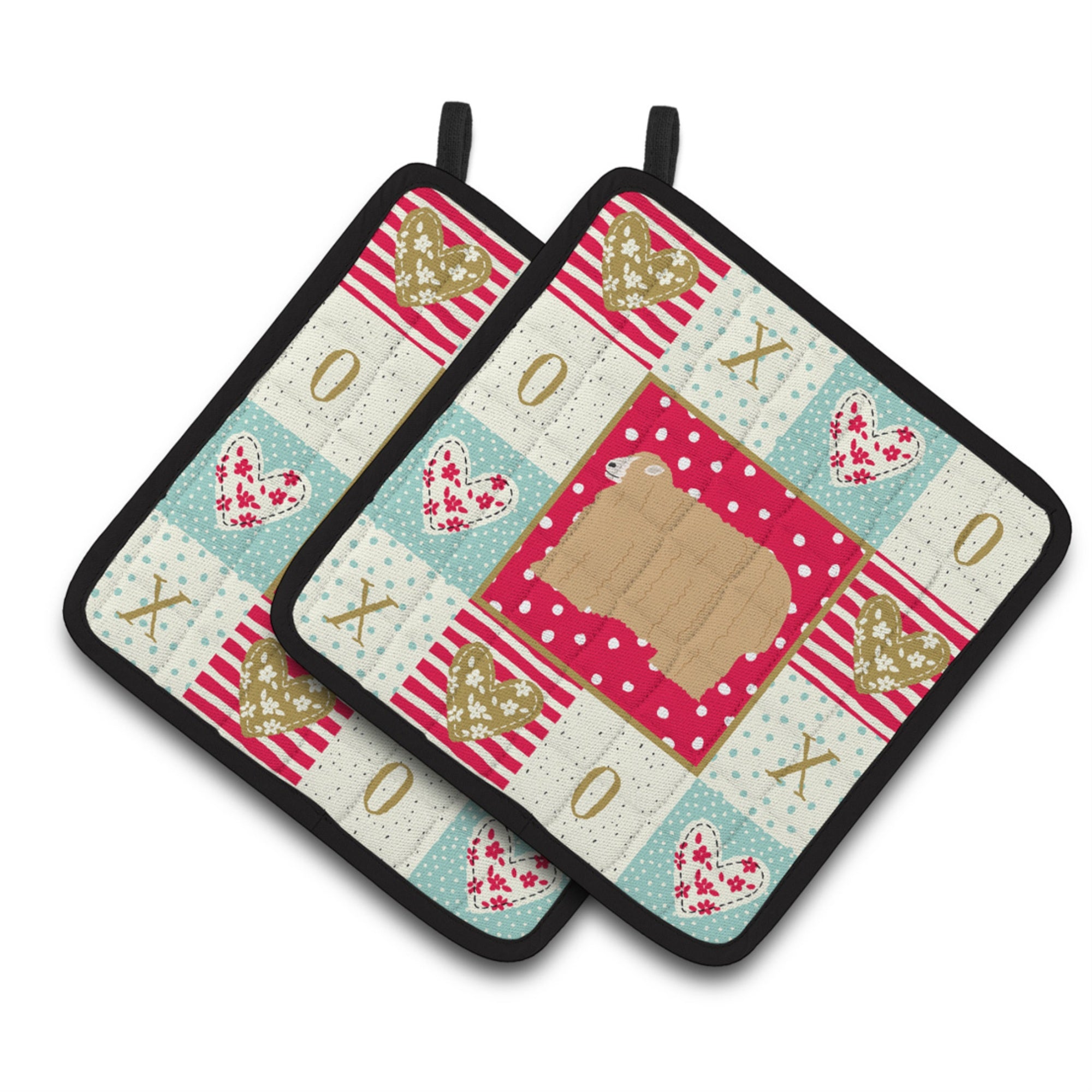 Carolines Treasures CK5398PTHD Lincoln Longwool Sheep Love Pair of Pot Holders potholders, Multicolor
