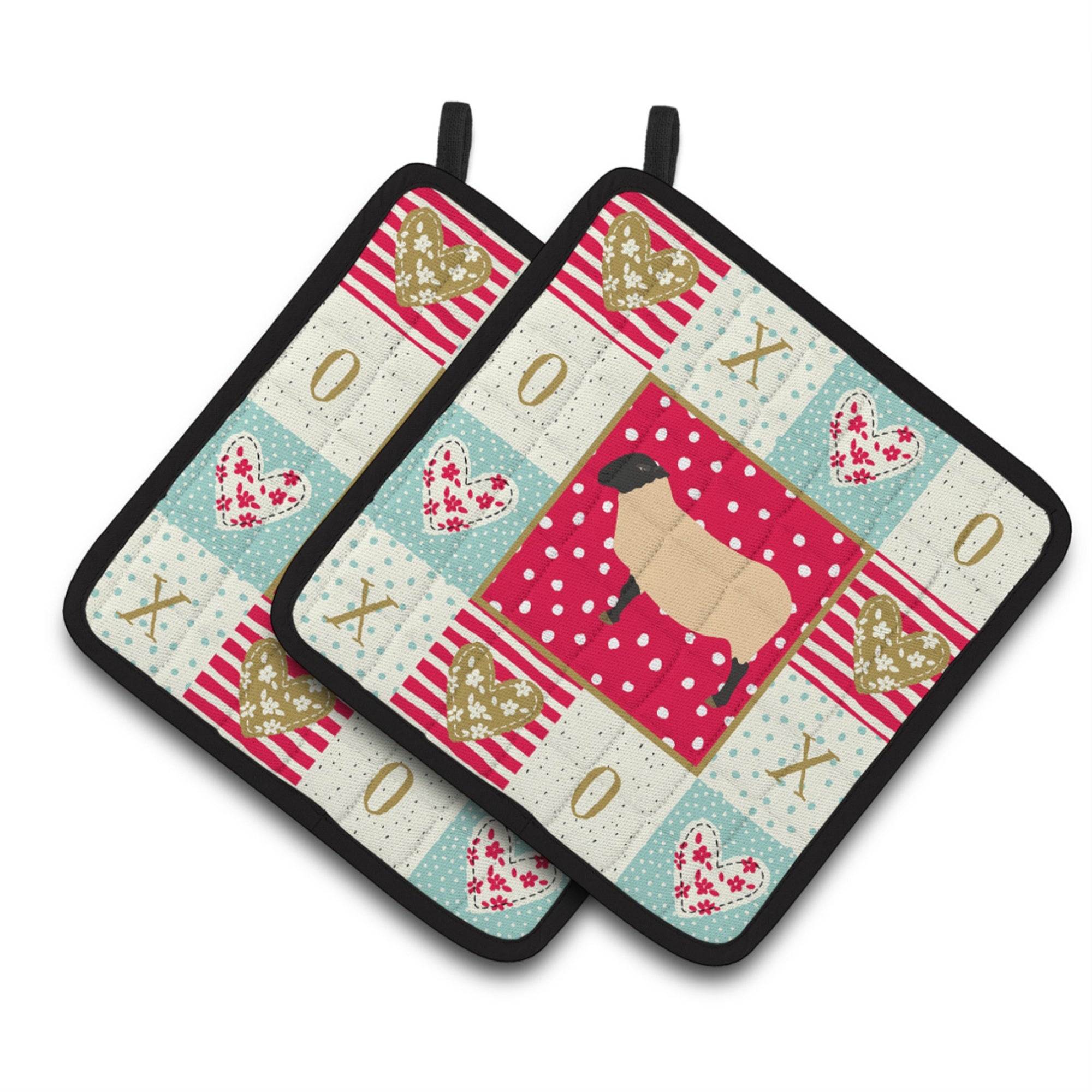 Carolines Treasures CK5399PTHD Suffolk Sheep Love Pair of Pot Holders potholders, Multicolor