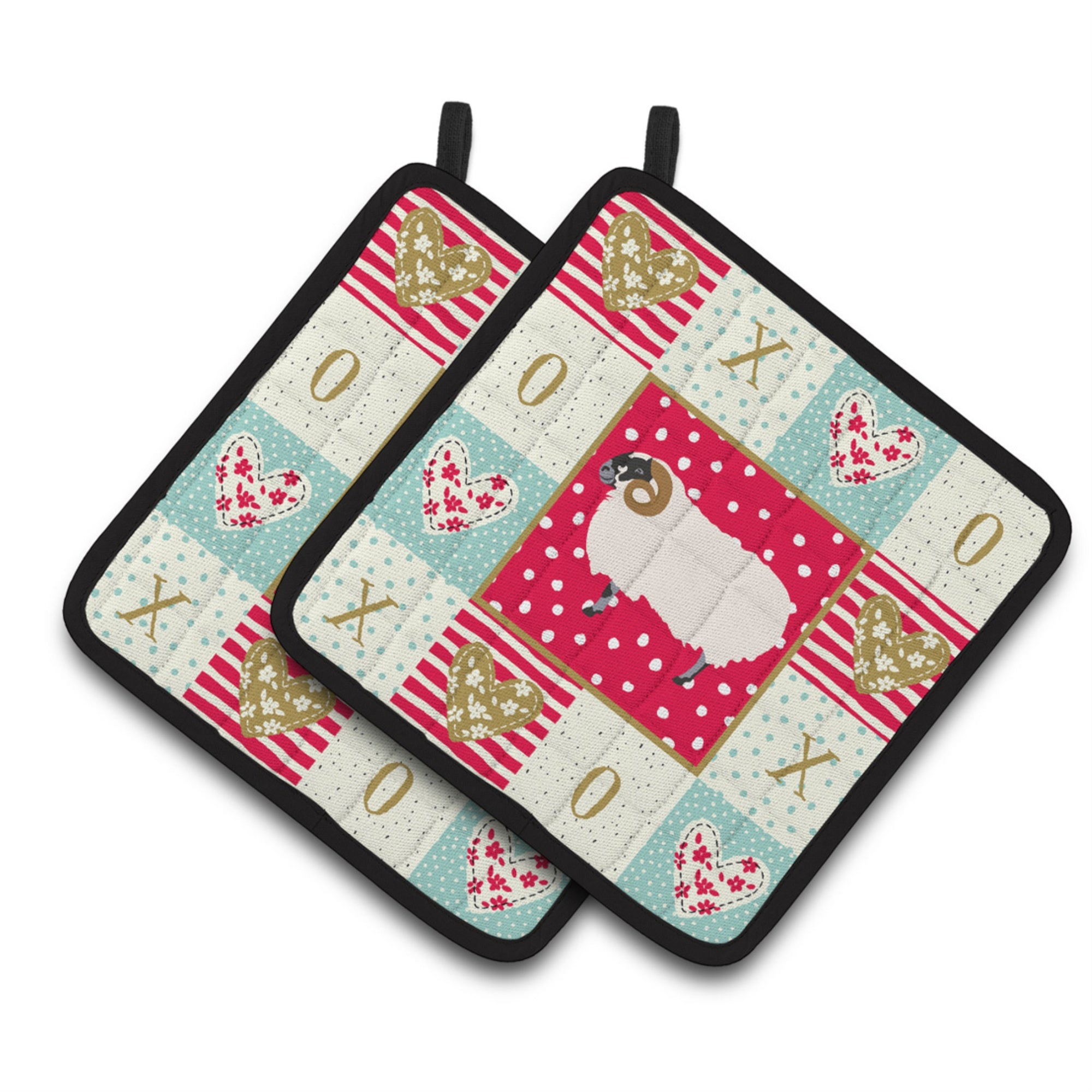 Carolines Treasures CK5400PTHD Scottish Blackface Sheep Love Pair of Pot Holders potholders, Multicolor